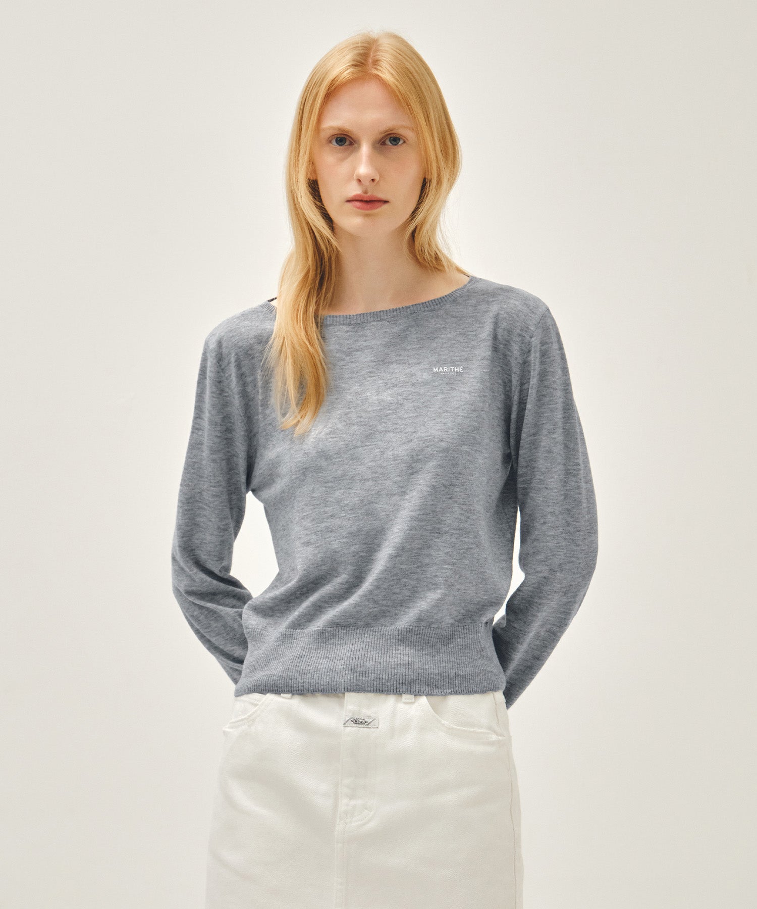 Marithe & Francois Girbaud - Boat Neck Knit Pullover (Melange Gray) product image 1 | TRAB K-Fashion Australia
