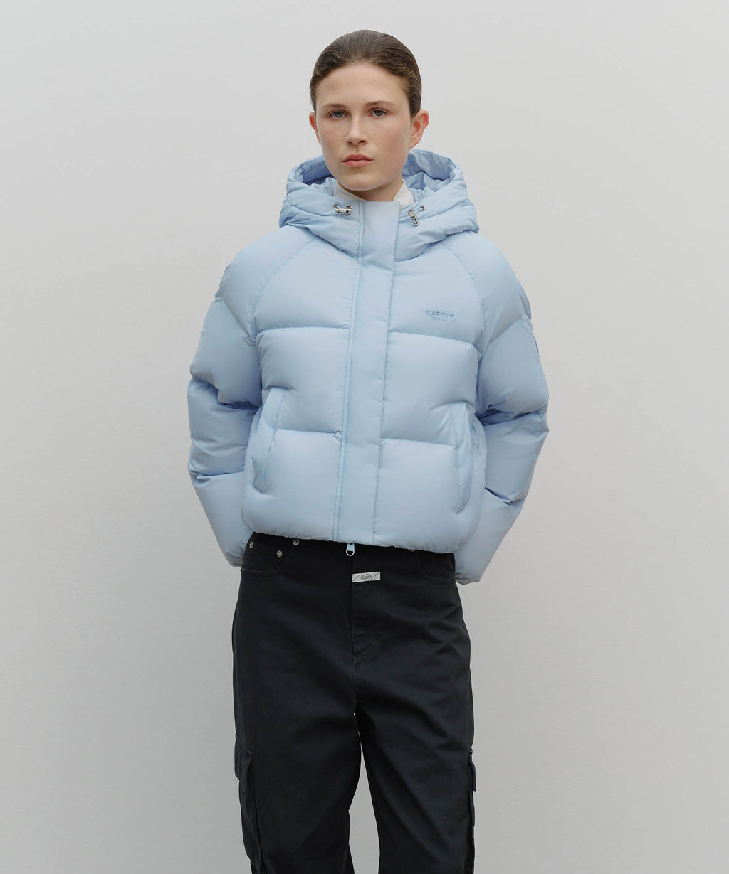 Marithe & Francois Girbaud - Regular Logo Hooded Crop Down Jacket (Light Blue) product image 5 | TRAB K-Fashion Australia