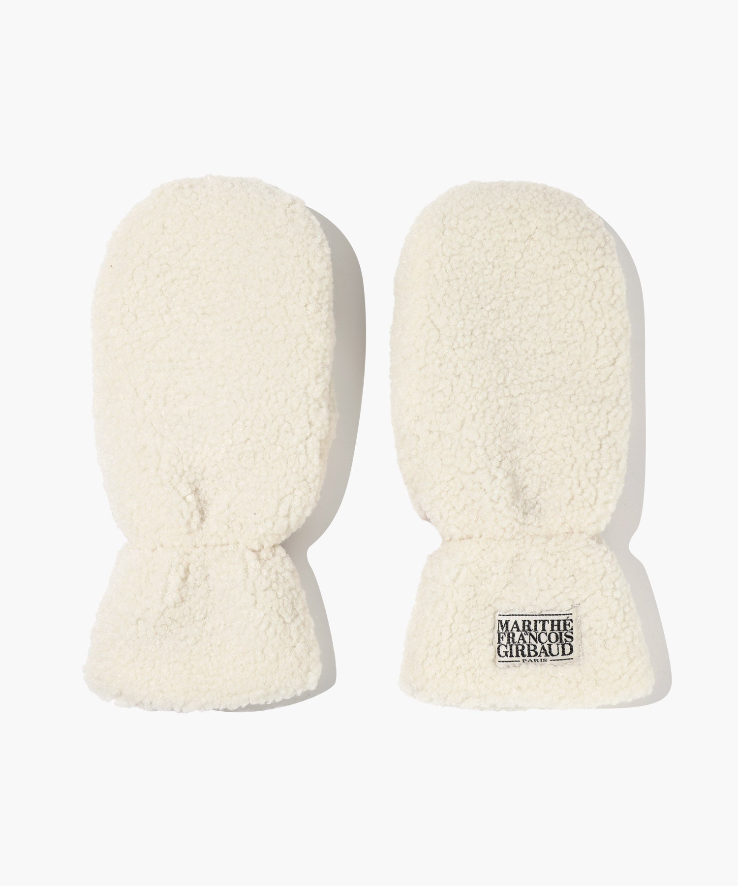 Marithe & Francois Girbaud - Classic Logo Fur Mittens (Ivory) product image 1 | TRAB K-Fashion Australia