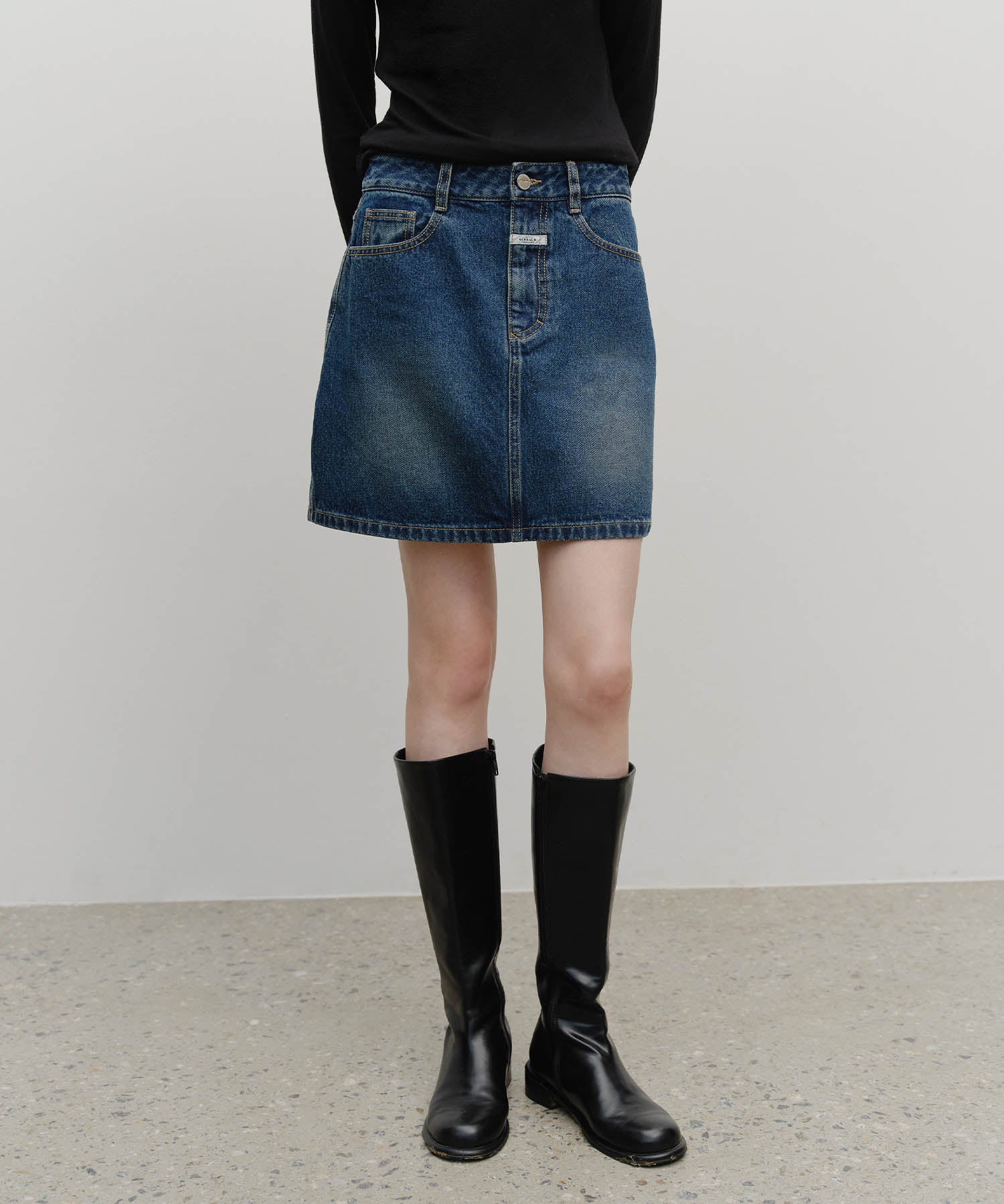Marithe & Francois Girbaud - Denim Mini Skirt (Dark Blue) product image 1 | TRAB K-Fashion Australia
