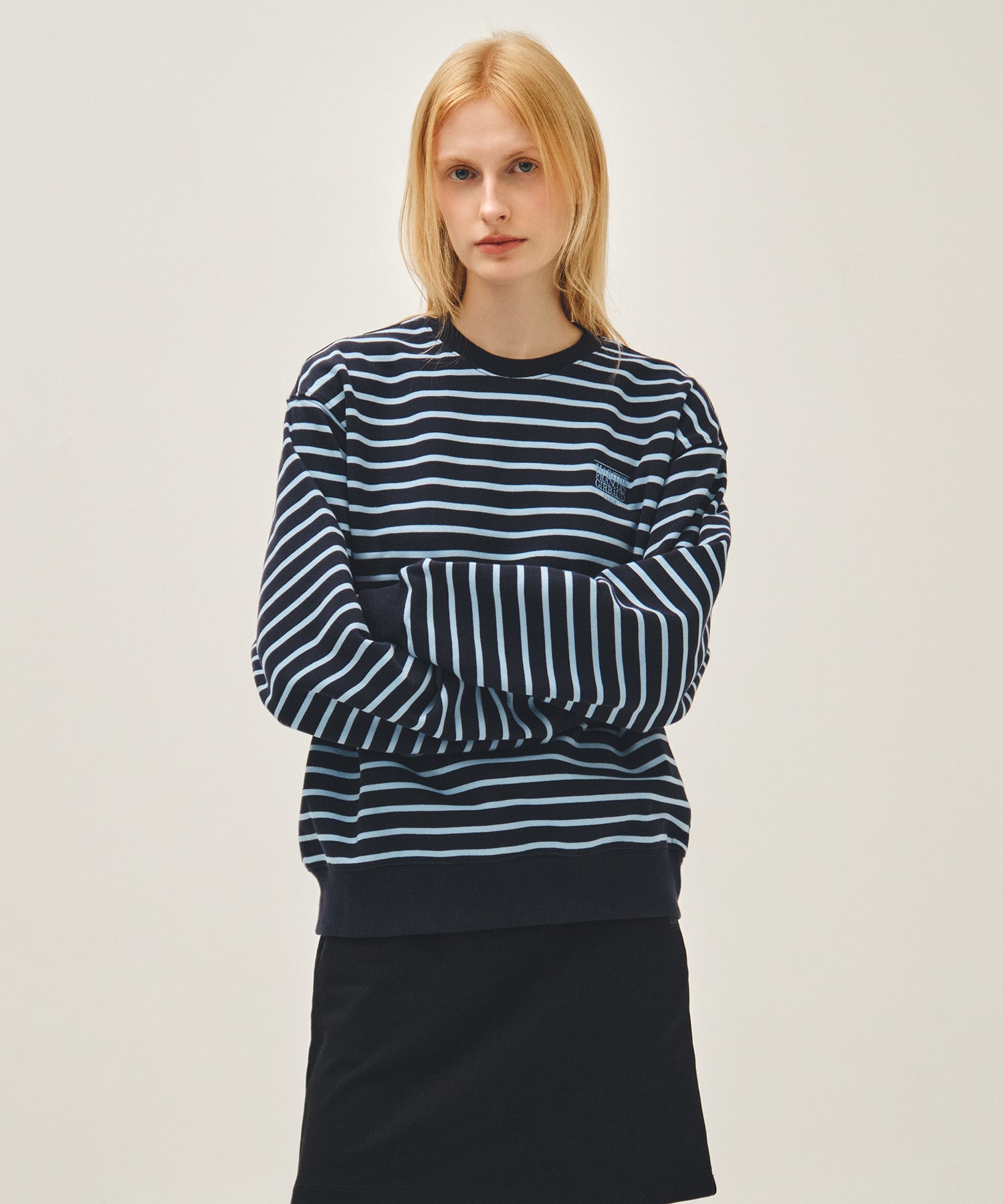 Marithe & Francois Girbaud - Small Classic Logo Stripe Sweatshirt (Navy) product image 1 | TRAB K-Fashion Australia