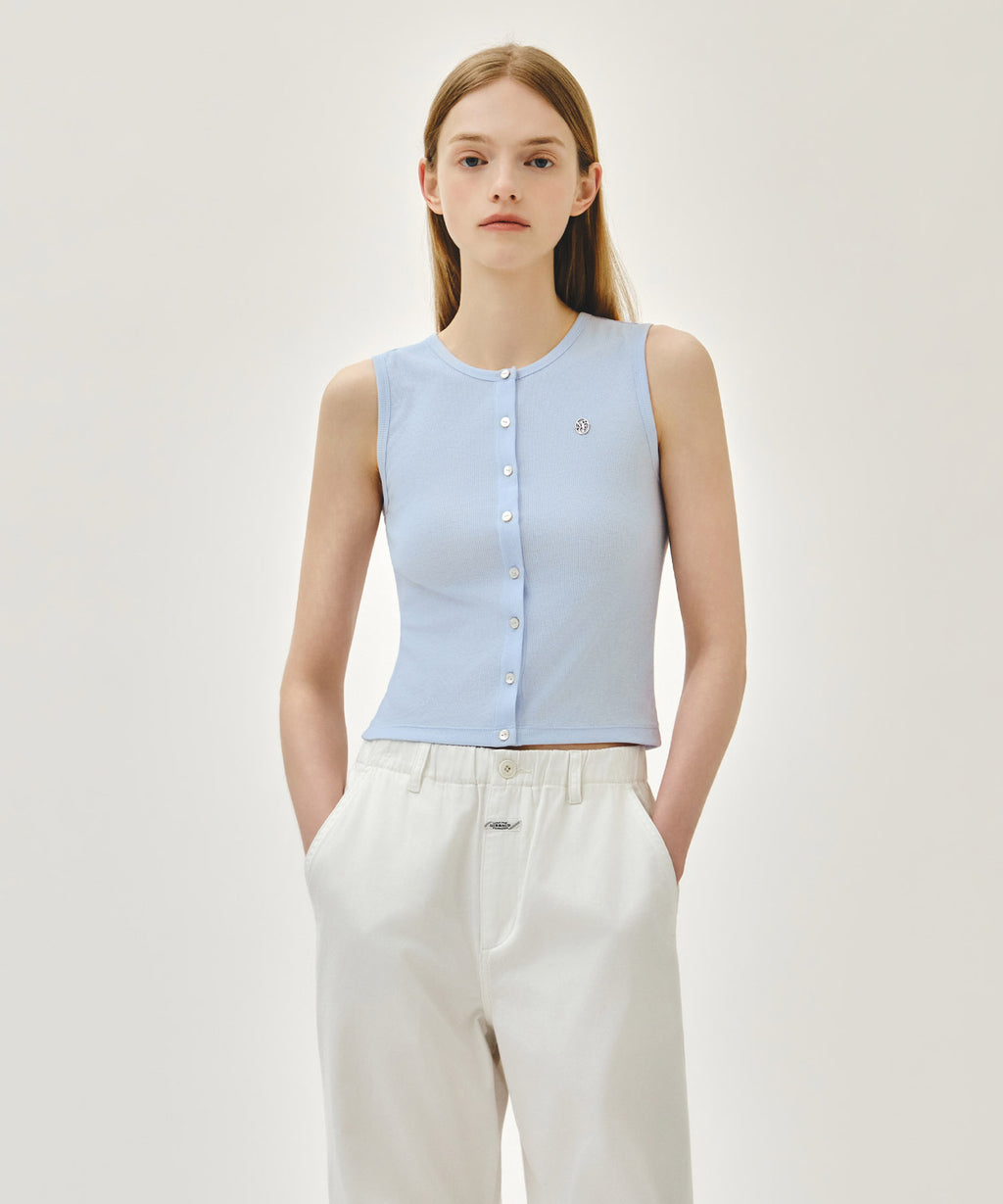 Marithe & Francois Girbaud - Button Up Sleeveless (Light Blue) product image 1 | TRAB K-Fashion Australia