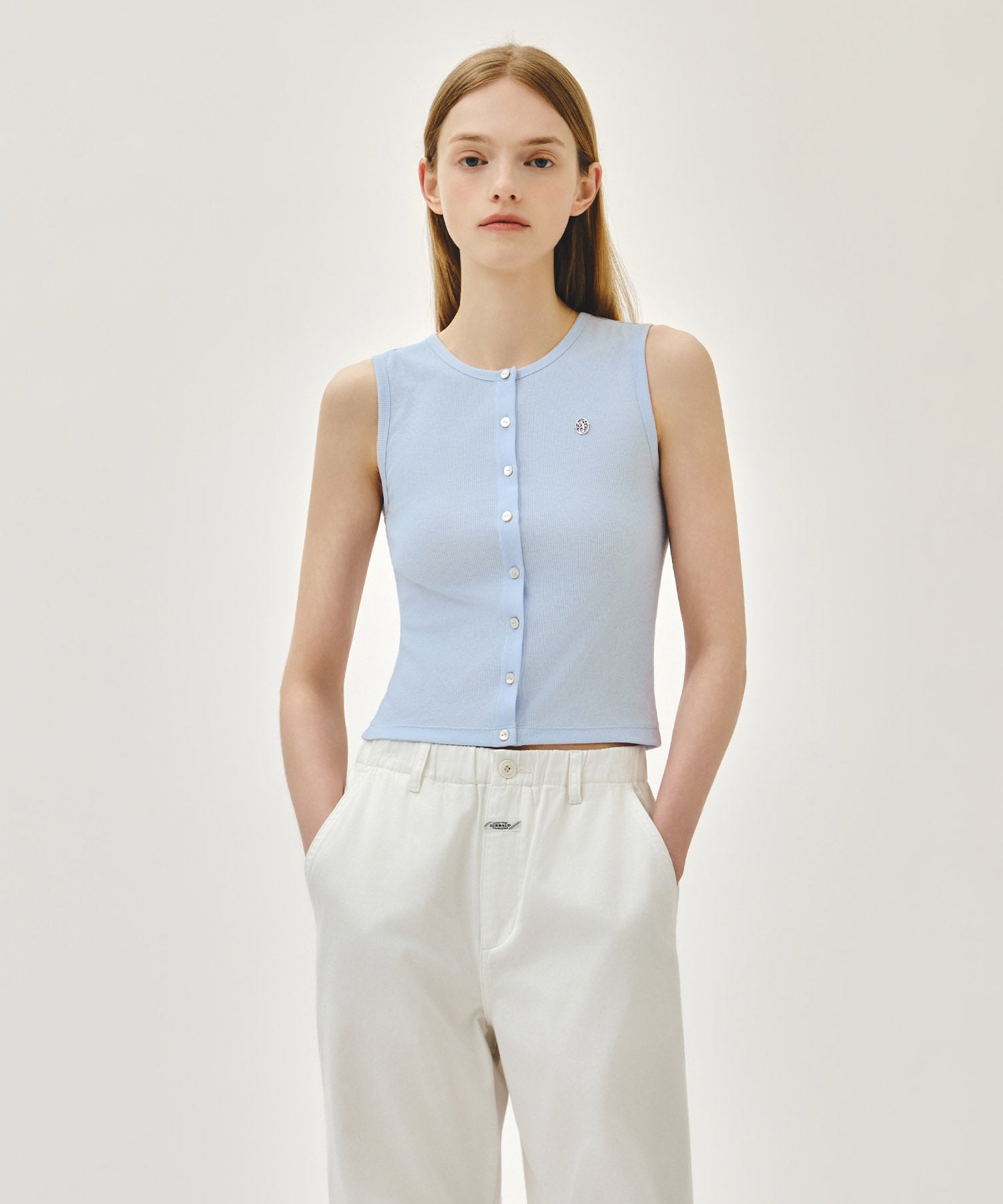 Marithe & Francois Girbaud - Button Up Sleeveless (Light Blue) product image 1 | TRAB K-Fashion Australia