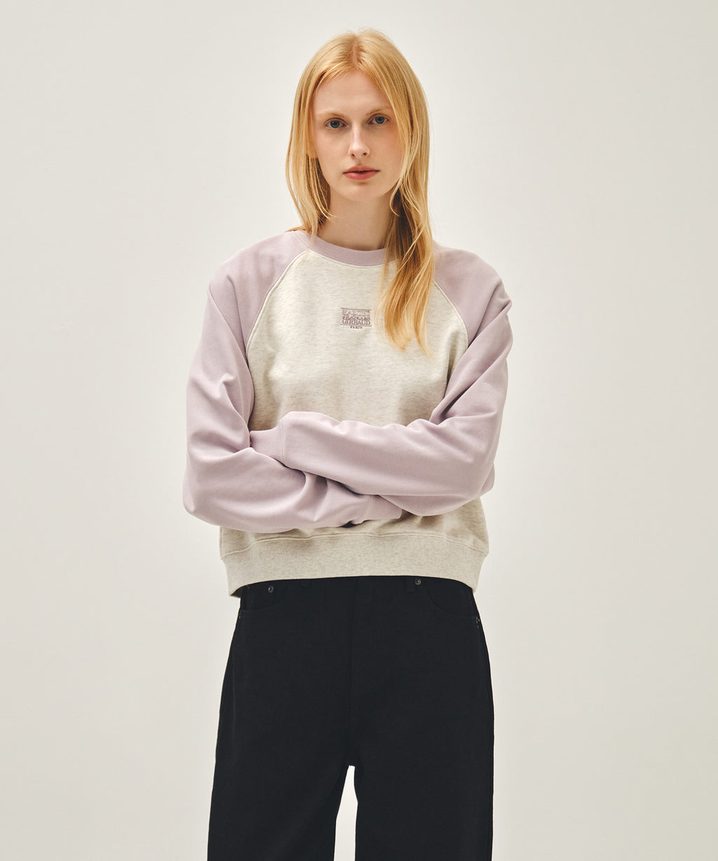 Marithe & Francois Girbaud - Block Classic Logo Raglan Crop Sweatshirt (Light Purple) product image 1 | TRAB K-Fashion Australia