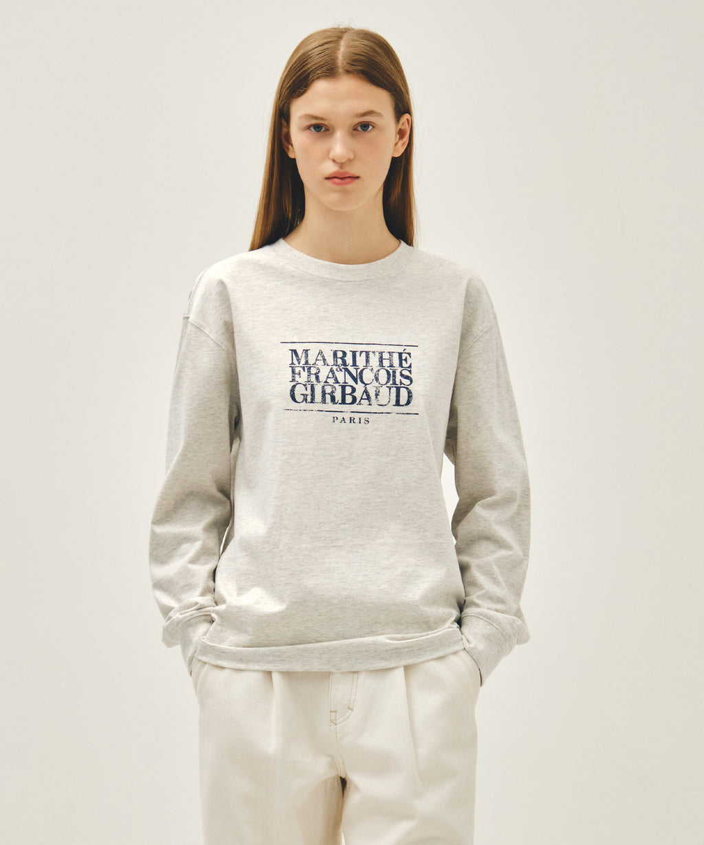Marithe & Francois Girbaud - Crack Classic Logo Long Sleeve Tee (Oatmeal) product image 1 | TRAB K-Fashion Australia