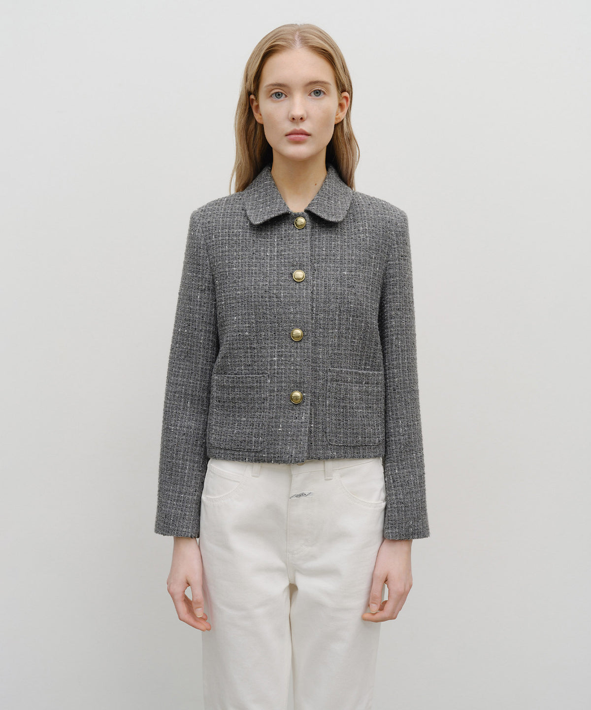 Marithe & Francois Girbaud - Collar Tweed Jacket (Gray) product image 1 | TRAB K-Fashion Australia
