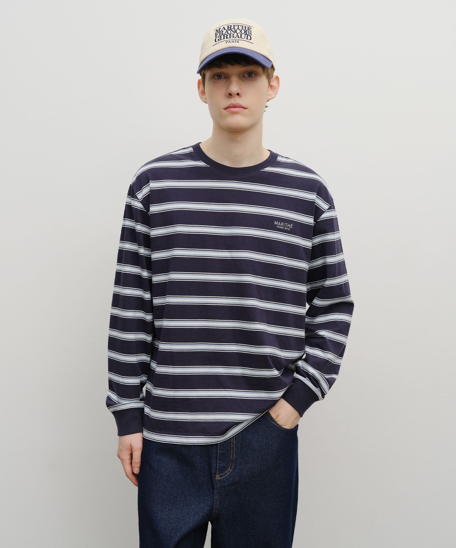 Marithe & Francois Girbaud - Multi Color Stripe Long Sleeve (Navy) product image 1 | TRAB K-Fashion Australia