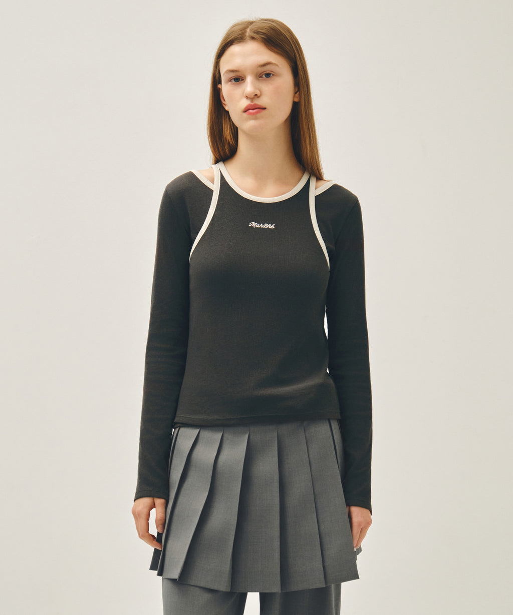 Marithe & Francois Girbaud - Sleeveless Layered Long Sleeve Tee (Charcoal) product image 1 | TRAB K-Fashion Australia
