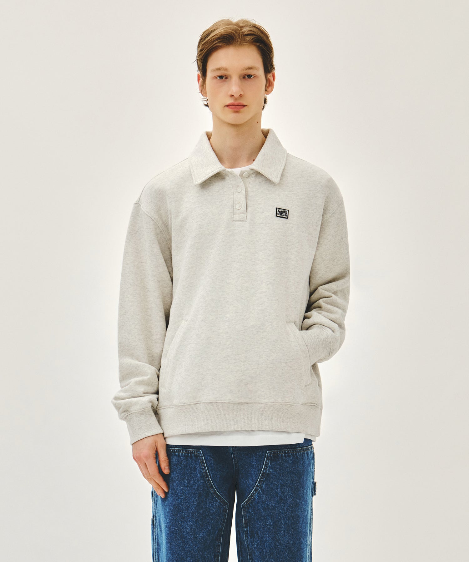 Marithe & Francois Girbaud - Classic Logo Wappen Collar Sweatshirt (Oatmeal) product image 1 | TRAB K-Fashion Australia