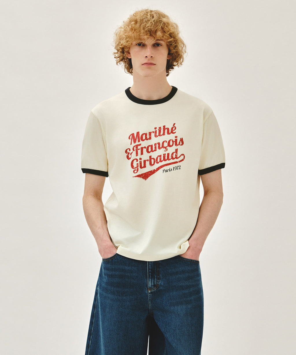 Marithe & Francois Girbaud - Vintage Logo Ringer Tee (Ivory) product image 1 | TRAB K-Fashion Australia