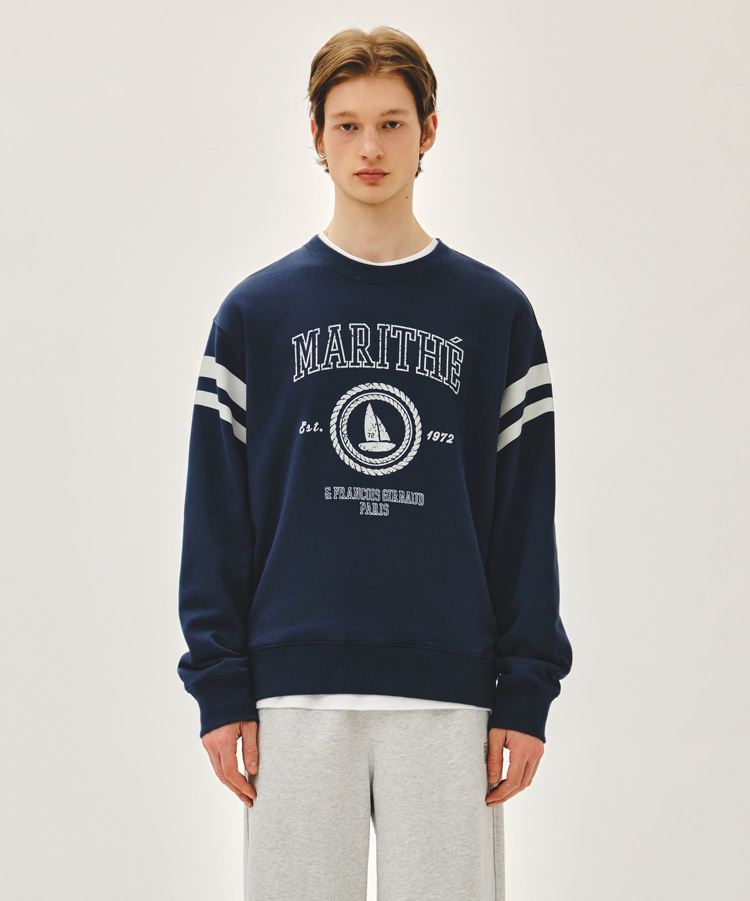 Marithe & Francois Girbaud - Marine Graphic Sweatshirt (Dark Blue) product image 1 | TRAB K-Fashion Australia