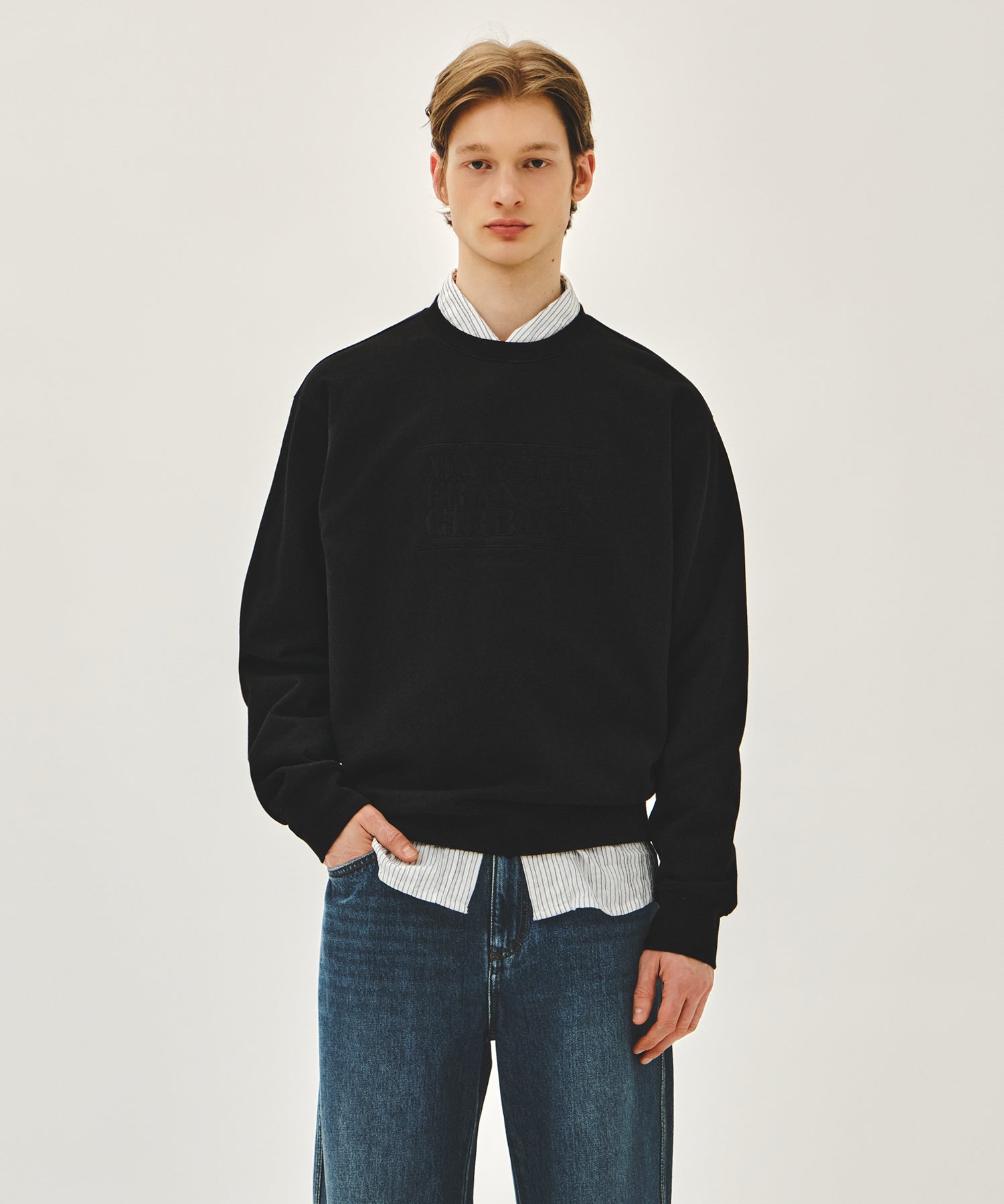 Marithe & Francois Girbaud - Classic Logo Embroidery Sweatshirt (Black Black) product image 1 | TRAB K-Fashion Australia
