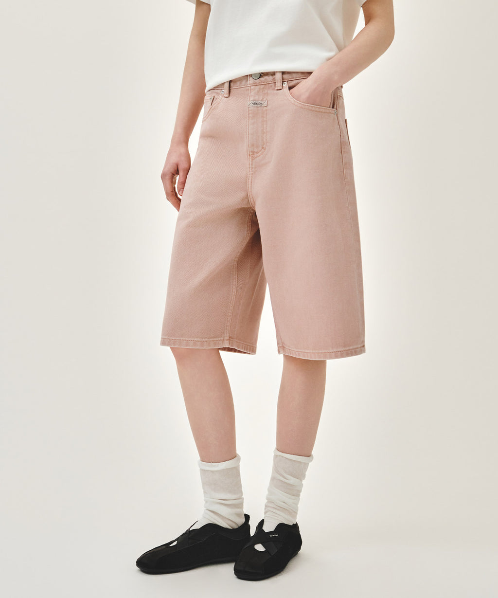 Marithe & Francois Girbaud - Long Bermuda Denim Pants (Dust Pink) product image 1 | TRAB K-Fashion Australia