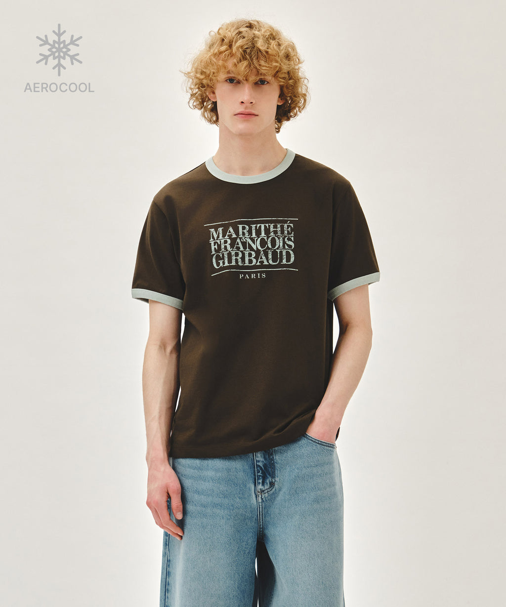 Marithe & Francois Girbaud - Aerocool Crack Classic Logo Ringer Tee (Brown) product image 1 | TRAB K-Fashion Australia
