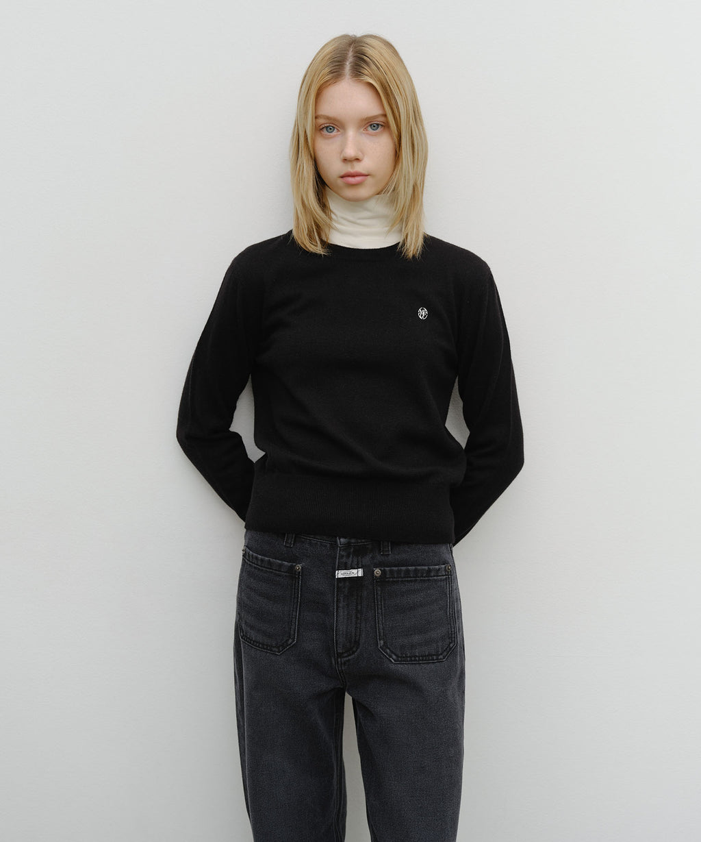 Marithe & Francois Girbaud - Basic Crop Knit Pullover (Black) product image 1 | TRAB K-Fashion Australia