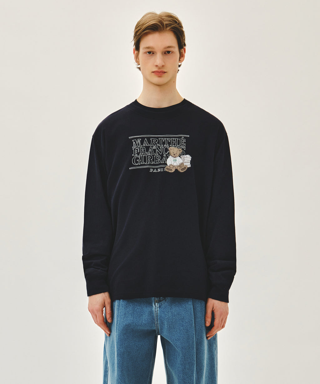 Marithe & Francois Girbaud - Doodle Classic Logo Long Sleeve Tee (Navy) product image 1 | TRAB K-Fashion Australia