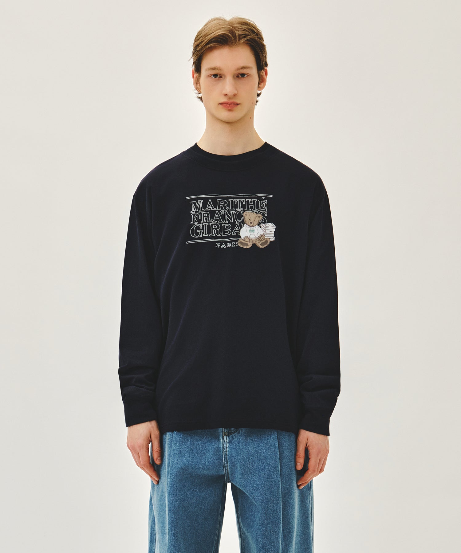 Marithe & Francois Girbaud - Doodle Classic Logo Long Sleeve Tee (Navy) product image 1 | TRAB K-Fashion Australia