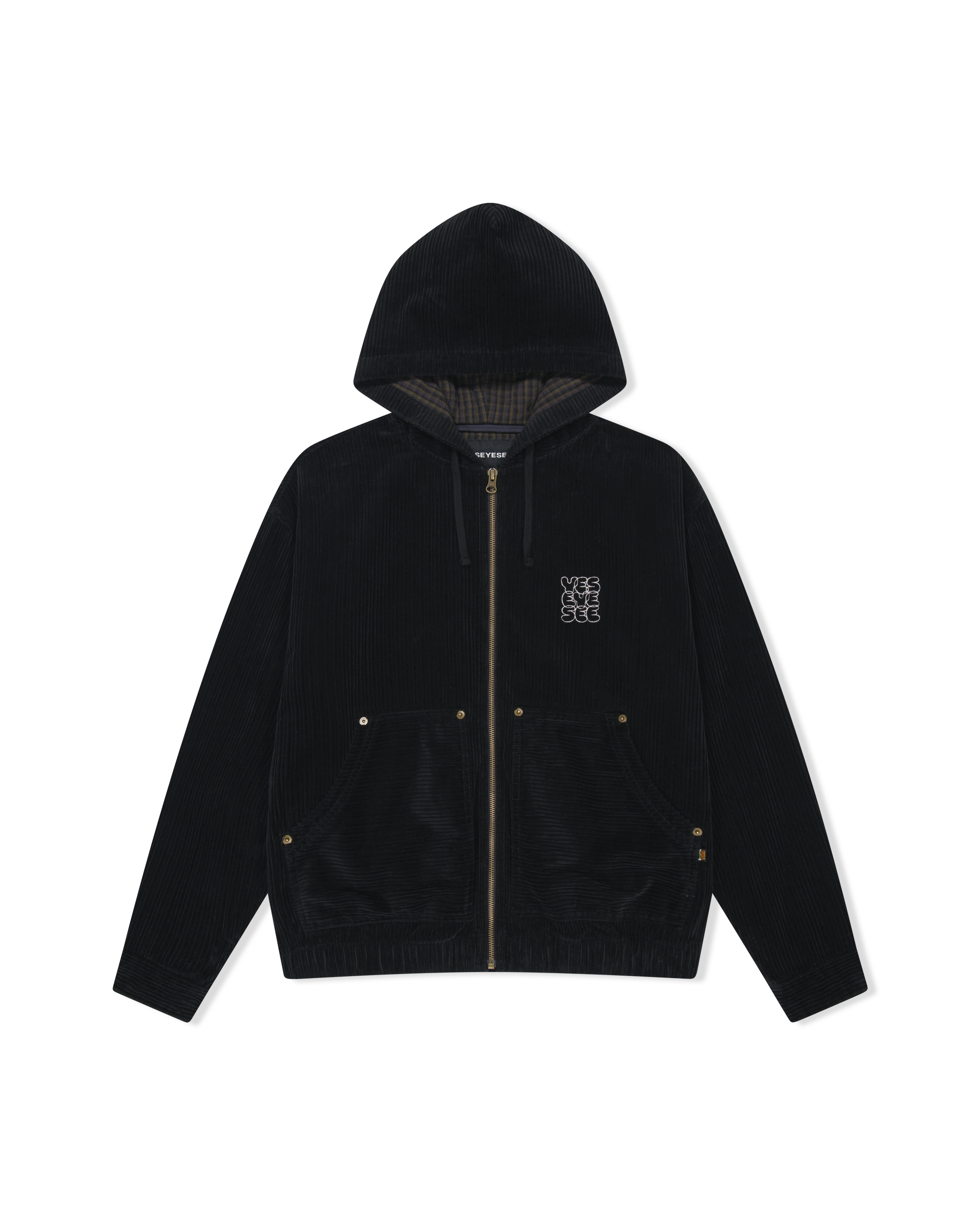 yeseyesee - Corduroy Hooded Zip Jacket (Black) product image 1 | TRAB K-Fashion Australia
