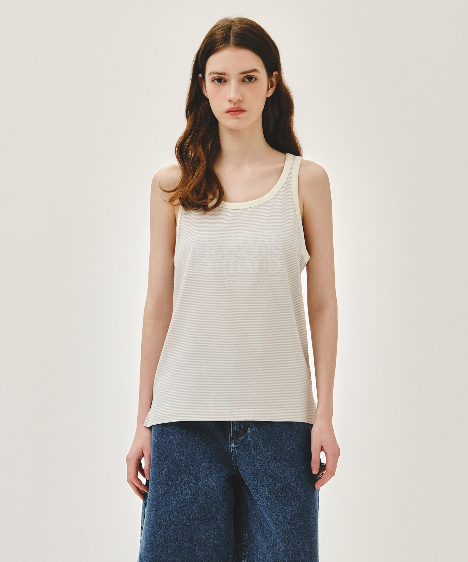 Marithe & Francois Girbaud - Shadow Classic Logo Sleeveless (Ivory) product image 1 | TRAB K-Fashion Australia