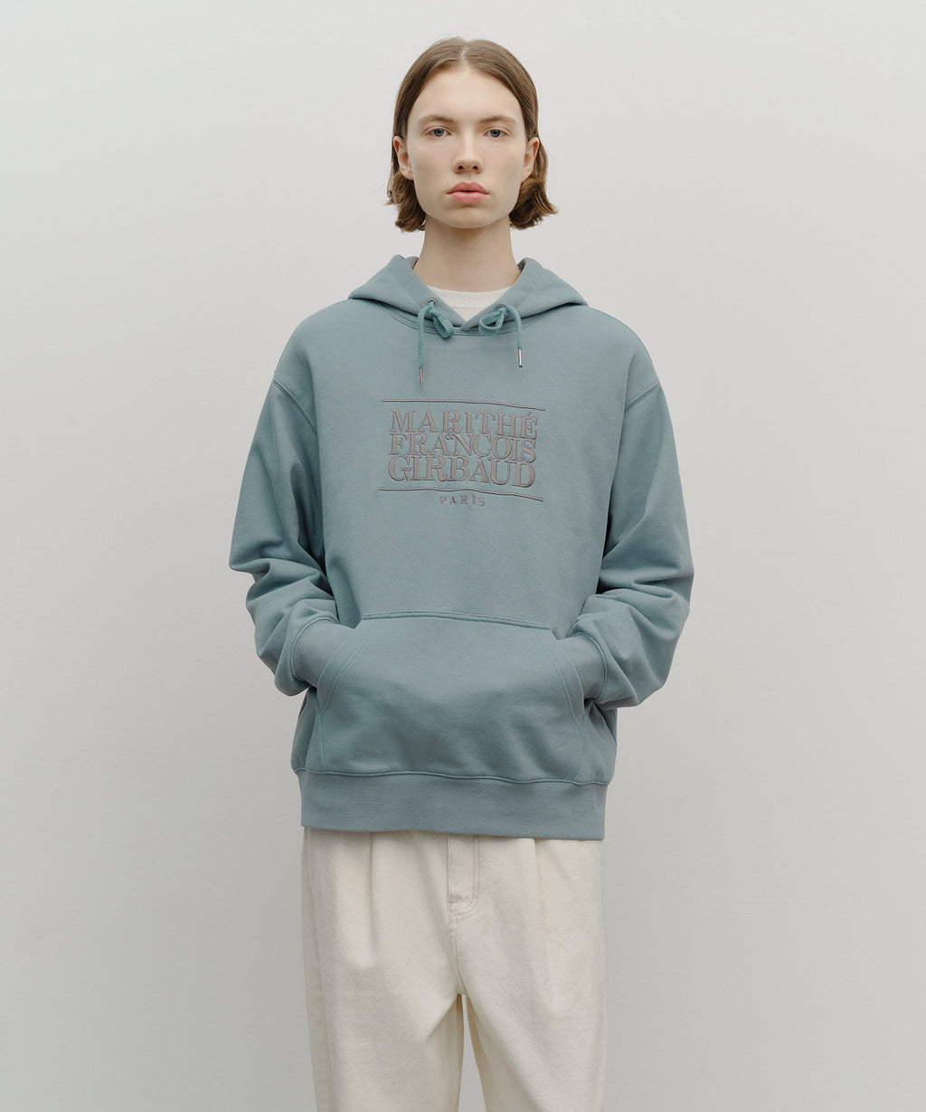 Marithe & Francois Girbaud - Classic Logo Embroidery Hoodie (brushed) (Mint Gray) product image 1 | TRAB K-Fashion Australia