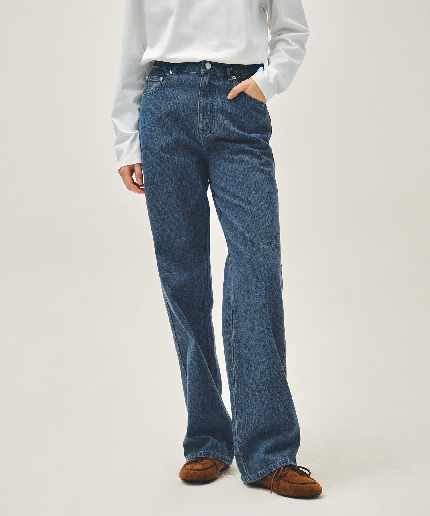 Marithe & Francois Girbaud - High Straight Stripe Denim Pants (Blue) product image 1 | TRAB K-Fashion Australia