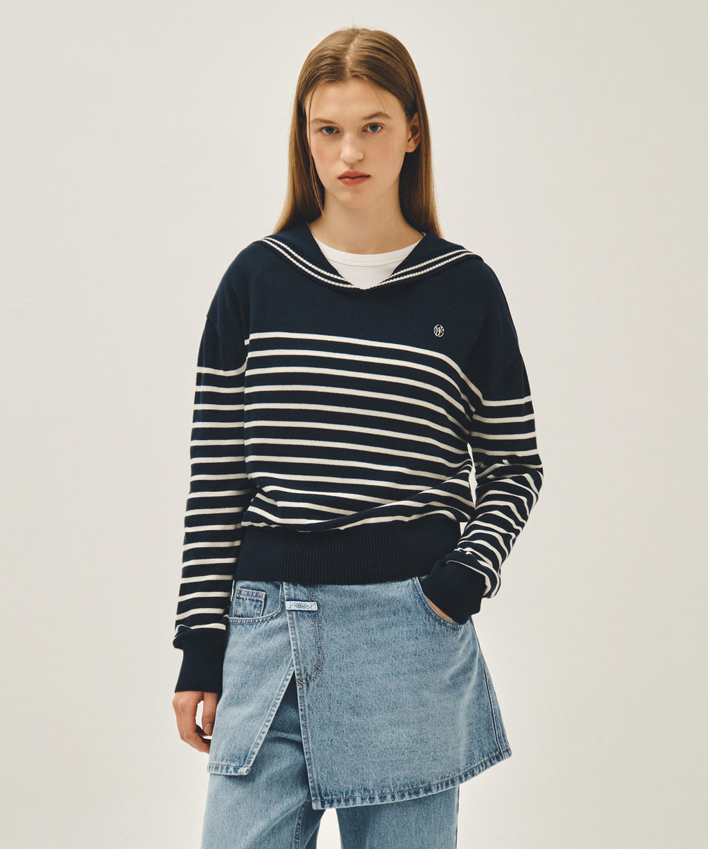 Marithe & Francois Girbaud - Sailor Knit Pullover (Navy) product image 1 | TRAB K-Fashion Australia
