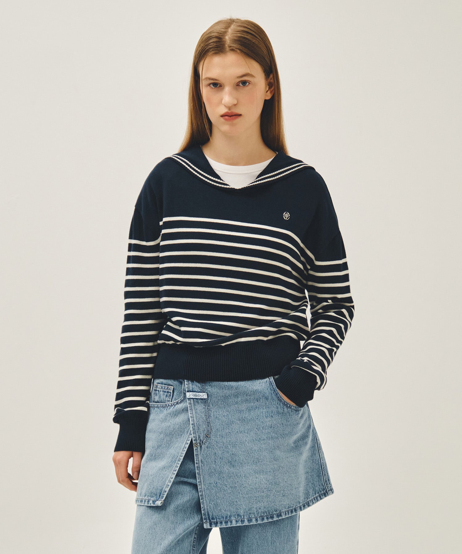 Marithe & Francois Girbaud - Sailor Knit Pullover (Navy) product image 1 | TRAB K-Fashion Australia