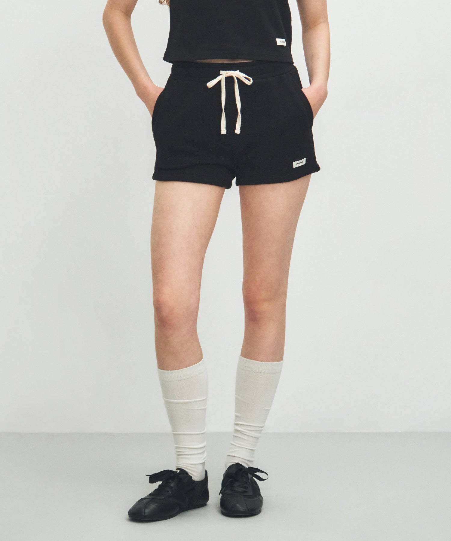 Marithe & Francois Girbaud - Basic Sweat Shorts (Black) product image 1 | TRAB K-Fashion Australia