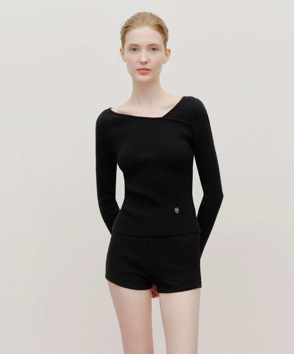 Marithe & Francois Girbaud - Circle Logo Neck Point Knit (Black) product image 1 | TRAB K-Fashion Australia