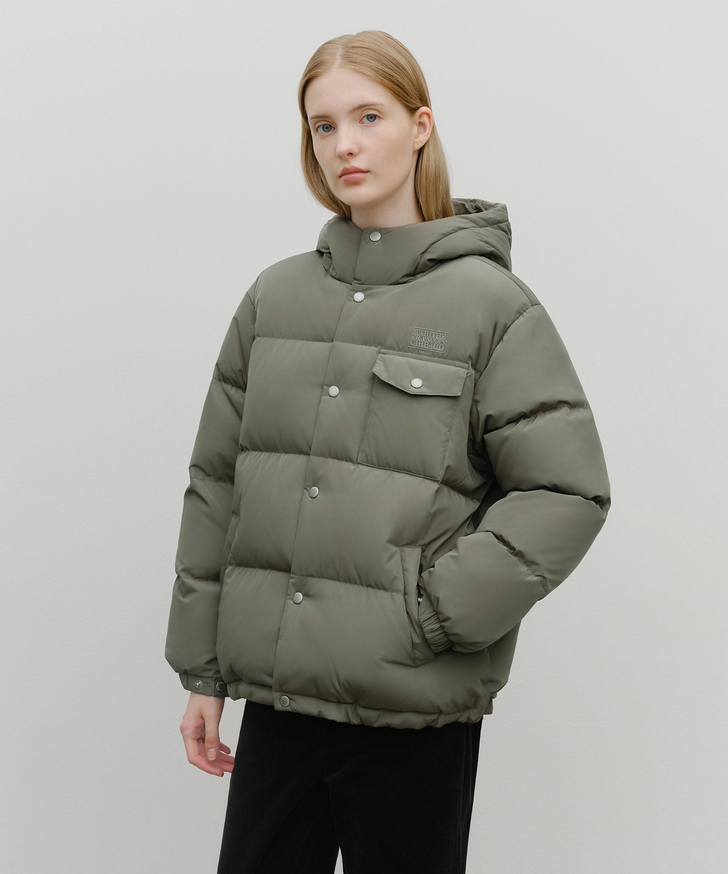 Marithe & Francois Girbaud - Hooded Chest Pocket Down Jacket (Gray) product image 1 | TRAB K-Fashion Australia