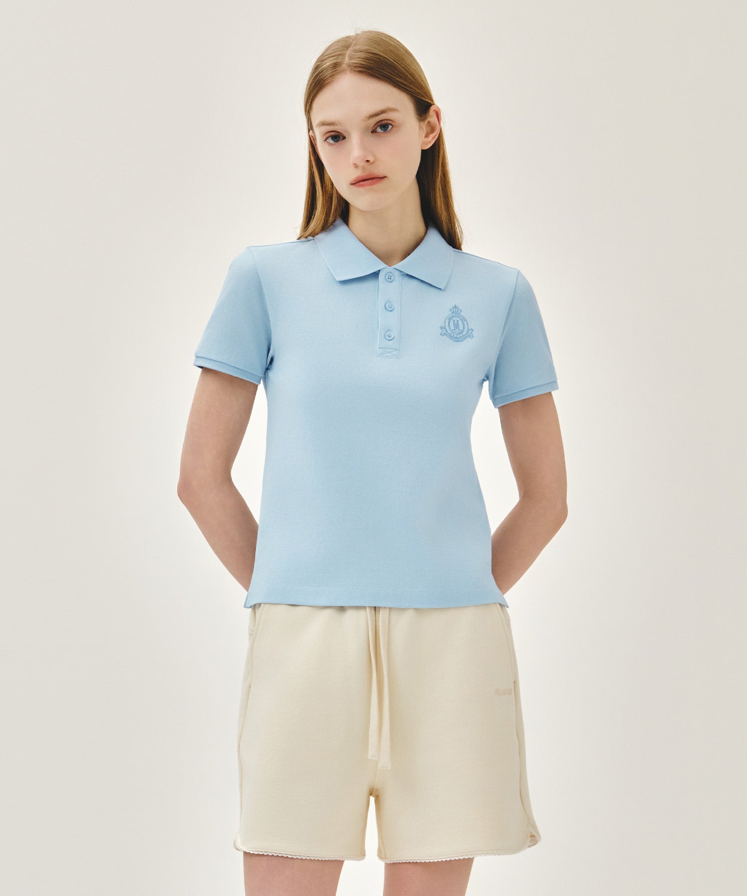 Marithe & Francois Girbaud - Emblem Pk Collar Tee (Sky Blue) product image 1 | TRAB K-Fashion Australia