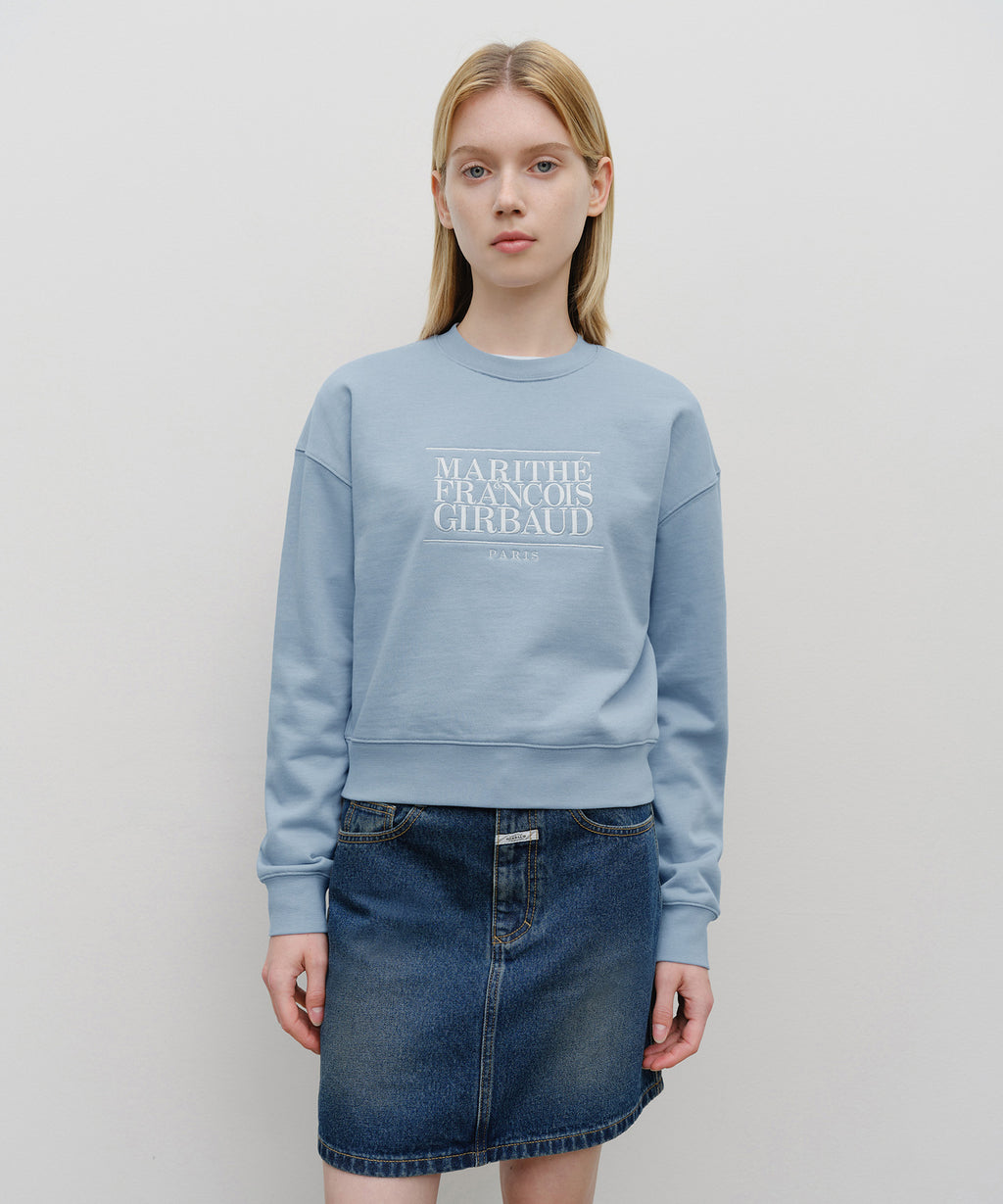 Marithe & Francois Girbaud - Classic Logo Crop Sweatshirt (Sky Blue) product image 1 | TRAB K-Fashion Australia