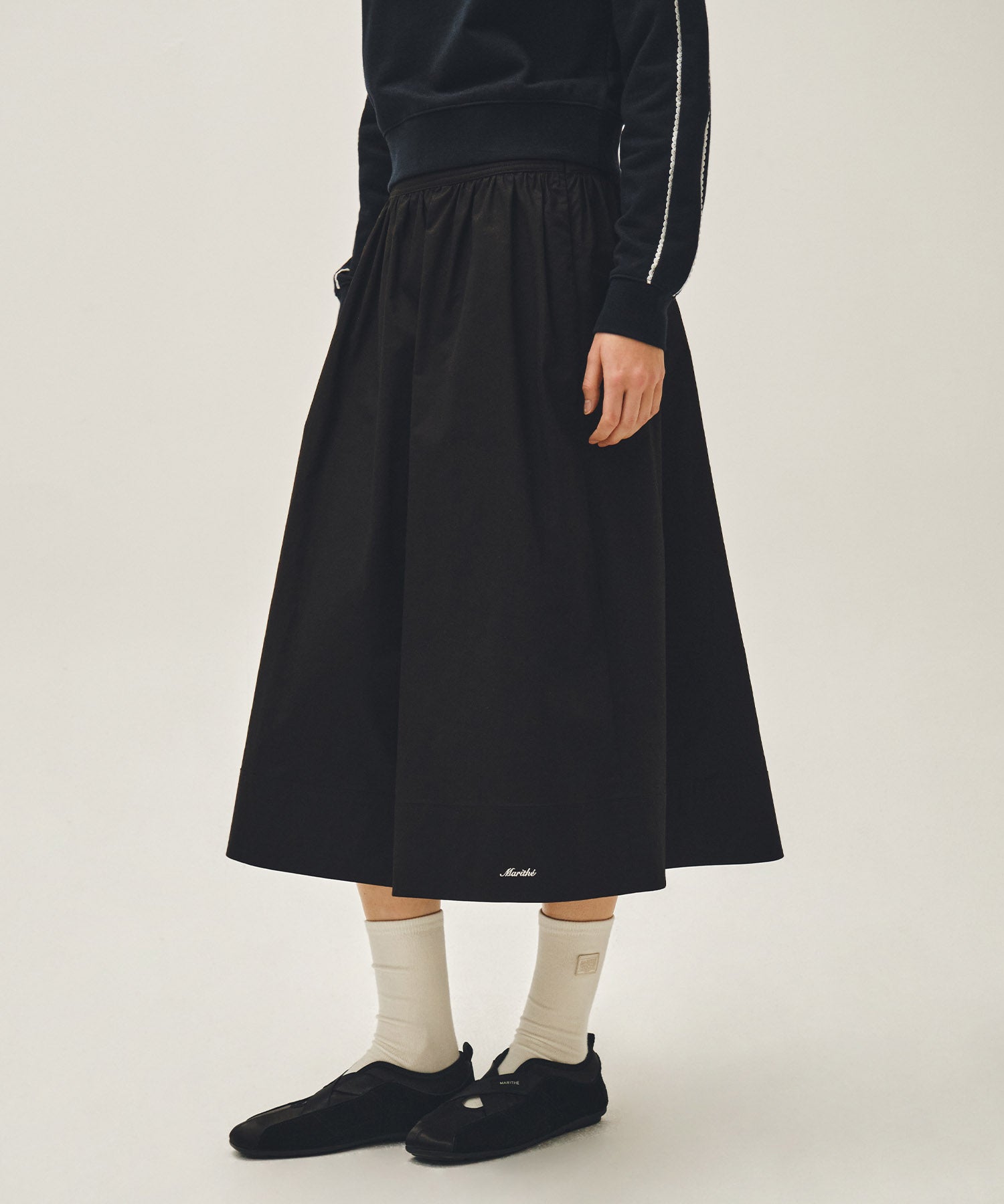 Marithe & Francois Girbaud - Cotton Waist Wrinkle Skirt (Black) product image 1 | TRAB K-Fashion Australia