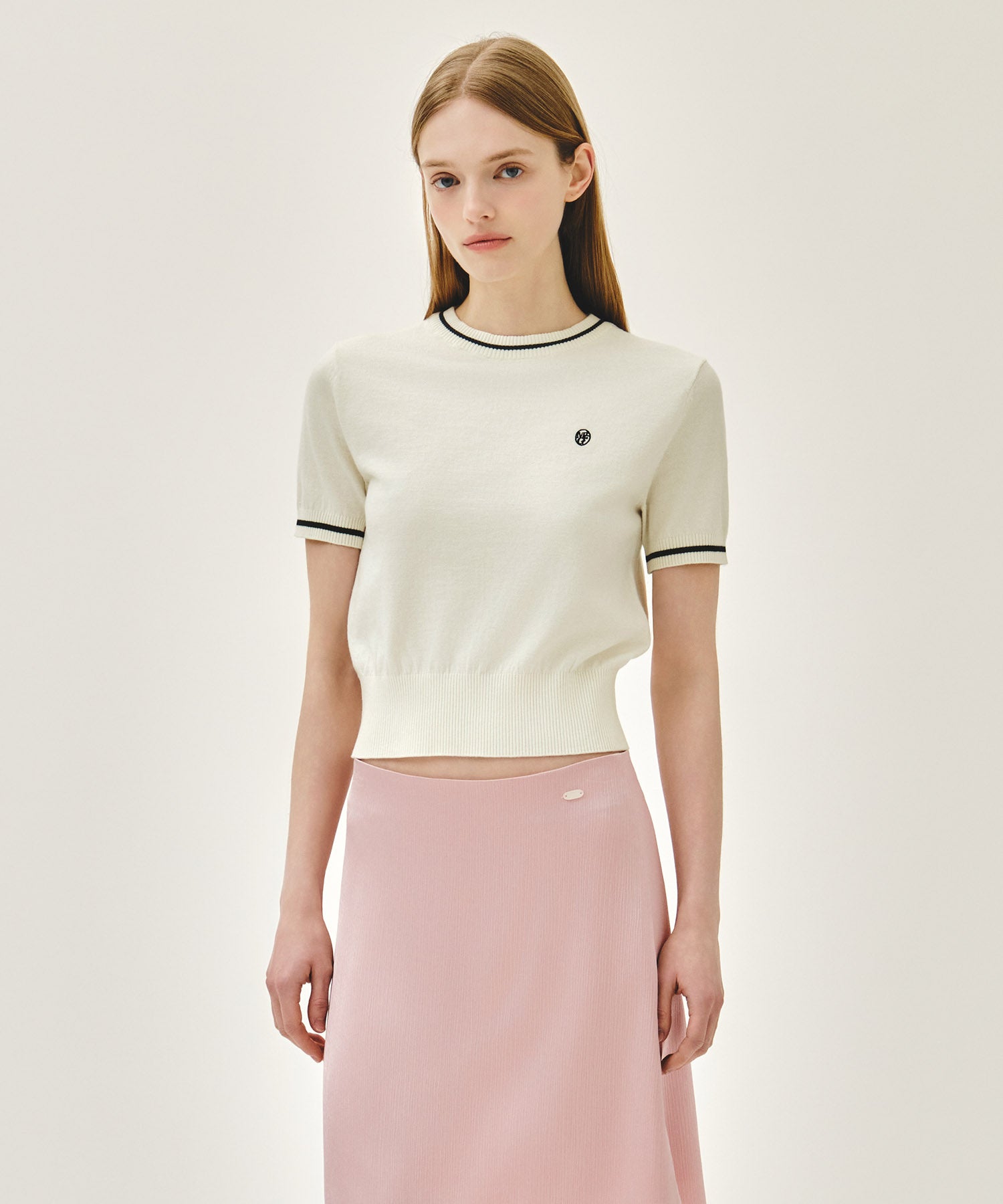 Marithe & Francois Girbaud - Circle Logo Half Knit Pullover (Ivory) product image 1 | TRAB K-Fashion Australia