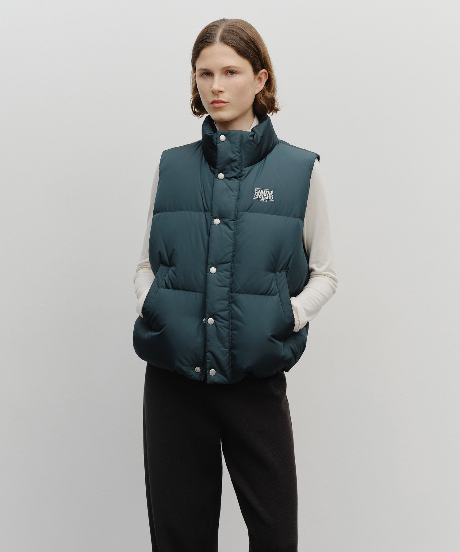 Marithe & Francois Girbaud - Classic Logo Down Vest (Dark Teal) product image 1 | TRAB K-Fashion Australia