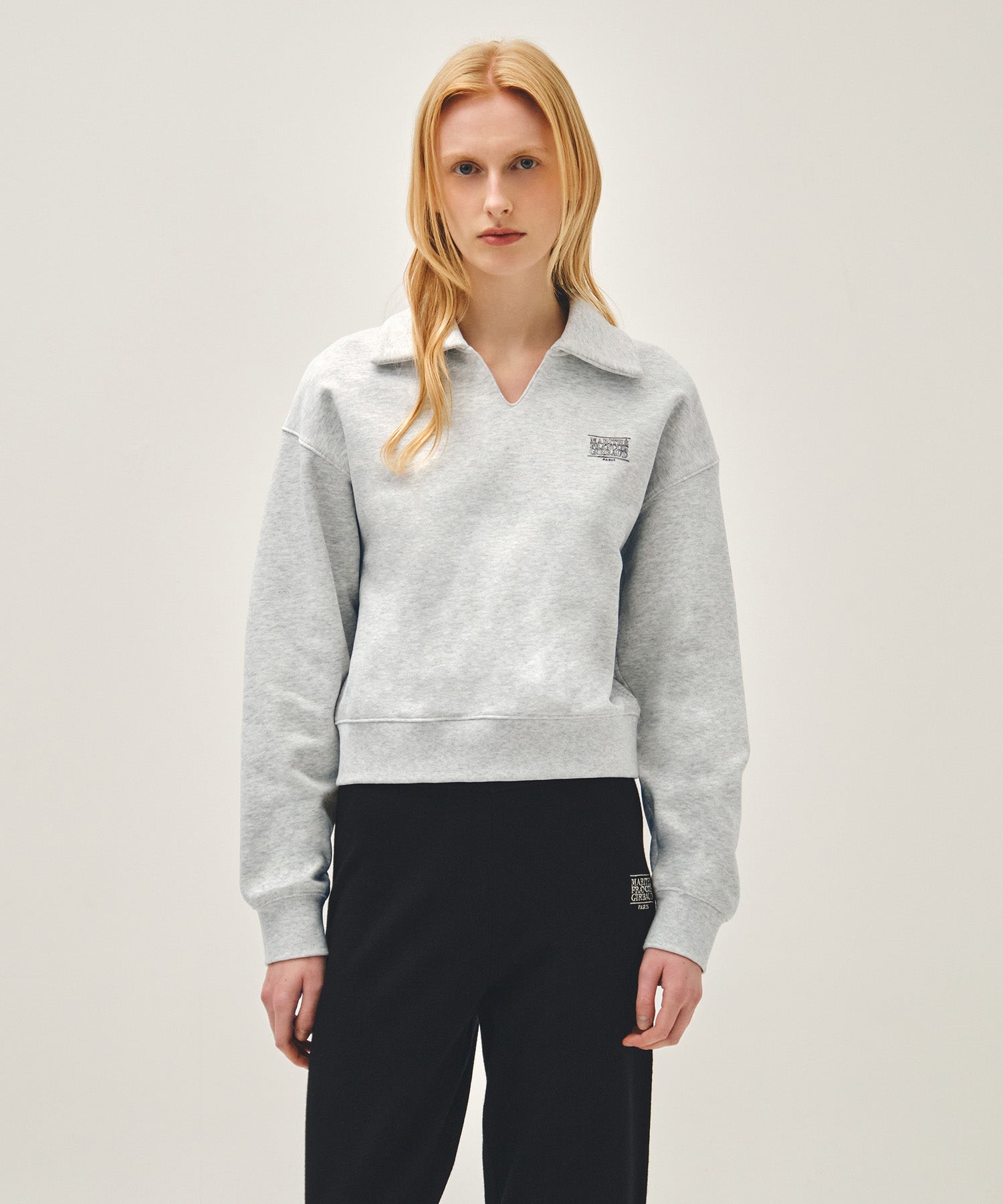 Marithe & Francois Girbaud - Doodle Classic Logo Collar Sweatshirt (Light Heather Gray) product image 1 | TRAB K-Fashion Australia