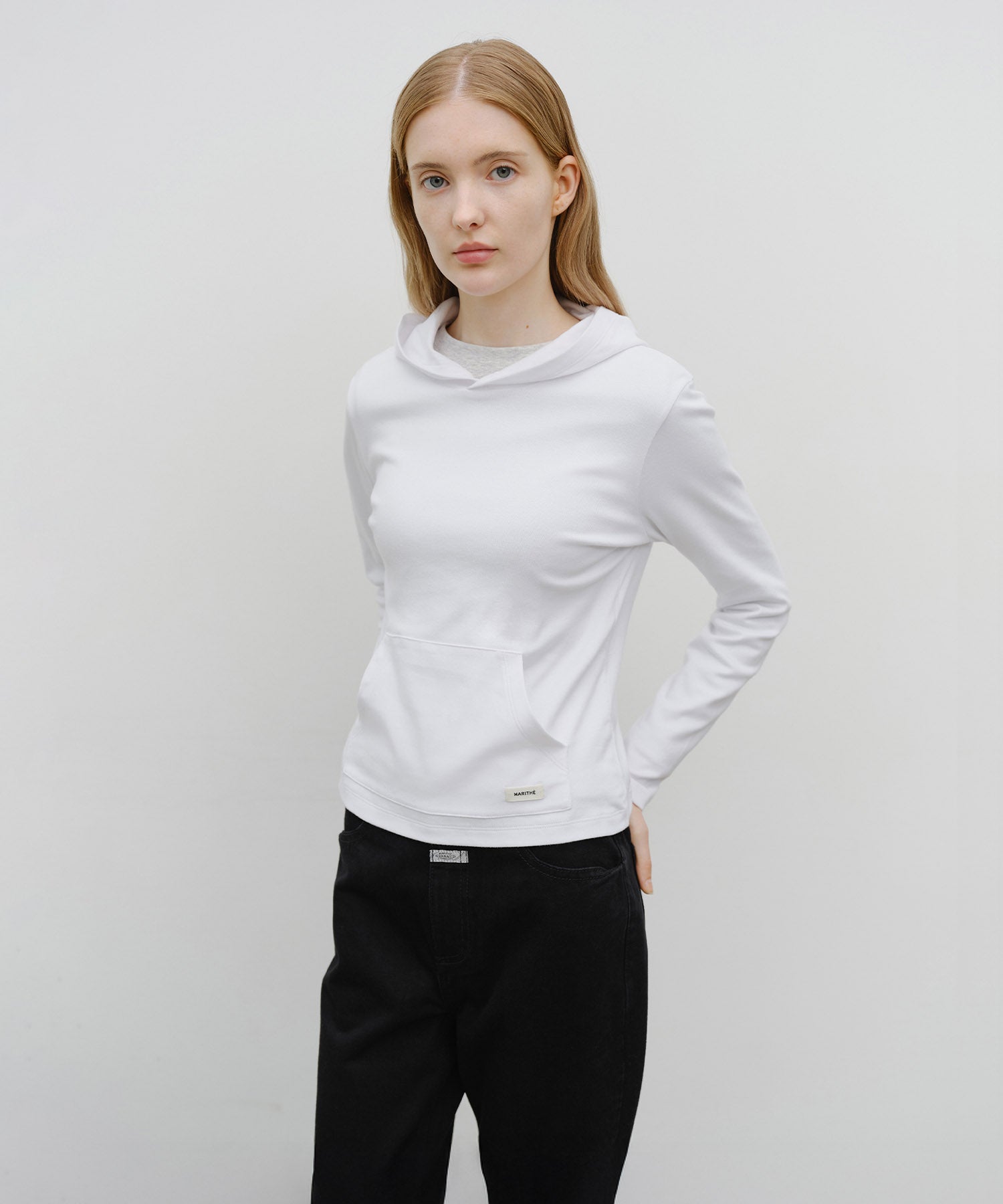 Marithe & Francois Girbaud - Basic Hoodie Long Sleeve (White) product image 1 | TRAB K-Fashion Australia