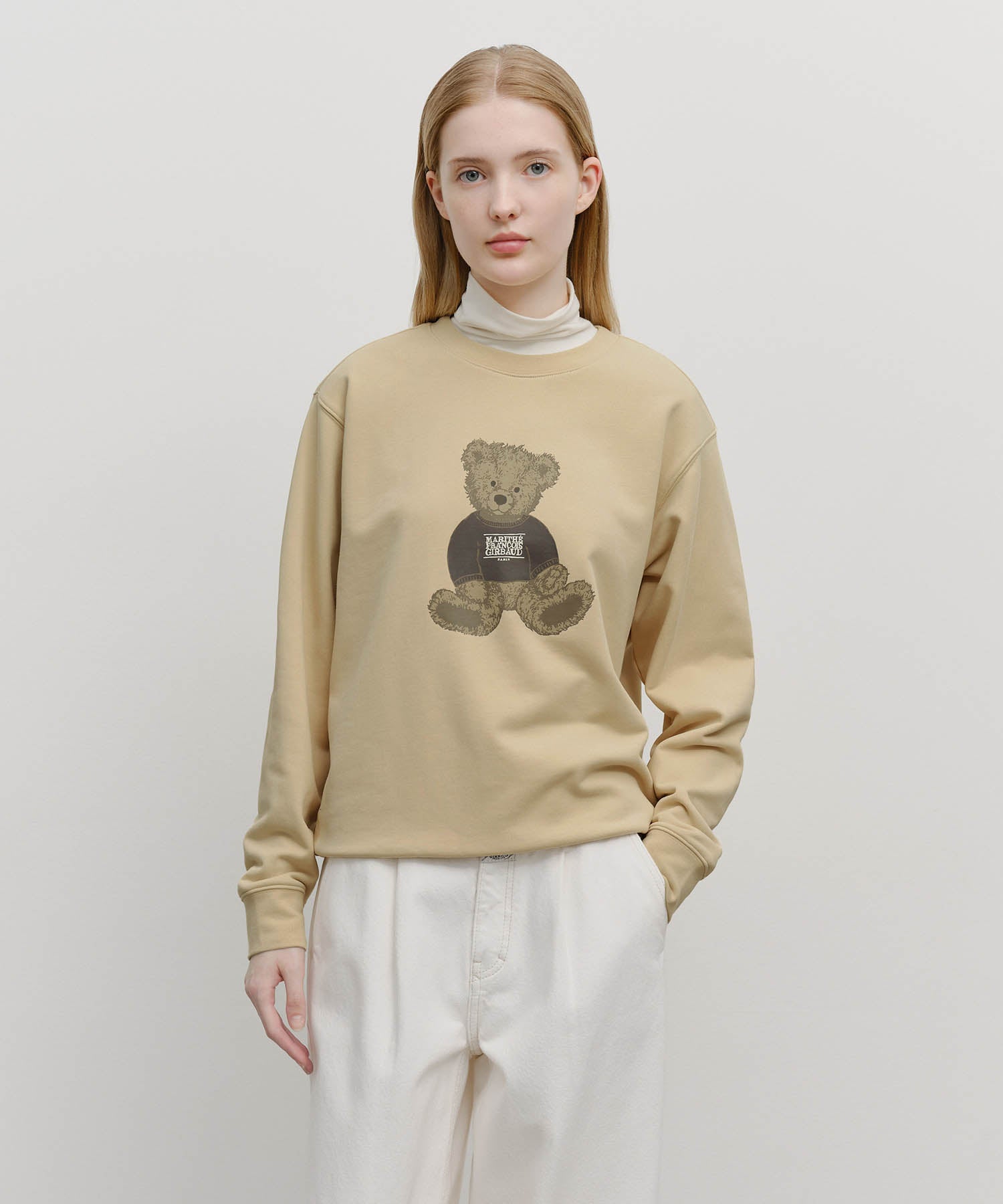 Marithe & Francois Girbaud - Doodle Bear Sweatshirt (Beige) product image 1 | TRAB K-Fashion Australia