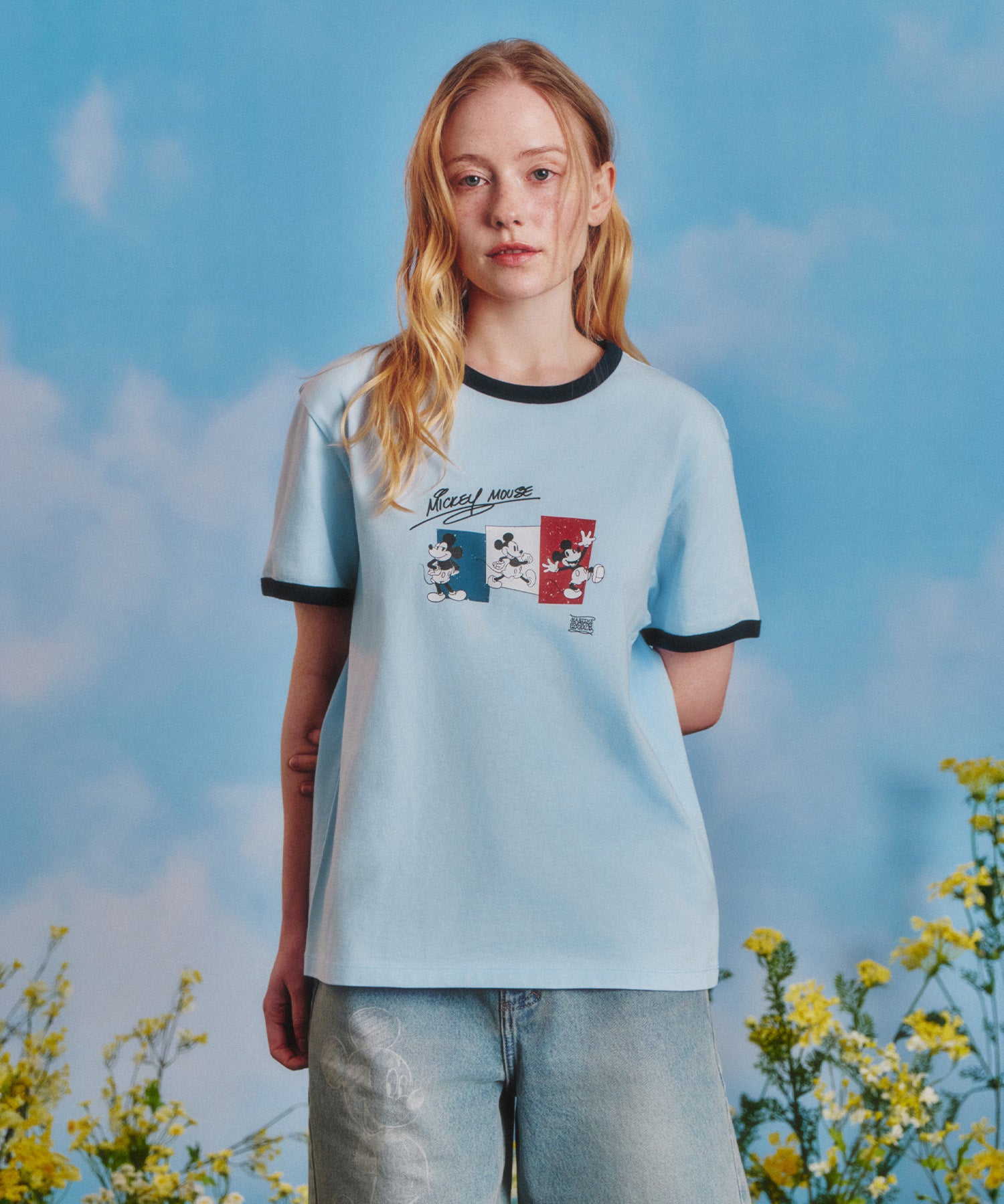 Marithe & Francois Girbaud - Mickey_french Ringer Tee (Sky Blue) product image 1 | TRAB K-Fashion Australia