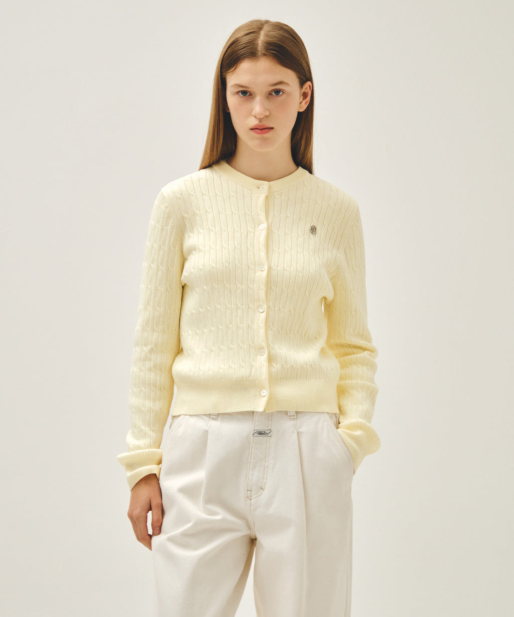 Marithe & Francois Girbaud - Cable Knit Cardigan (Ivory) product image 1 | TRAB K-Fashion Australia