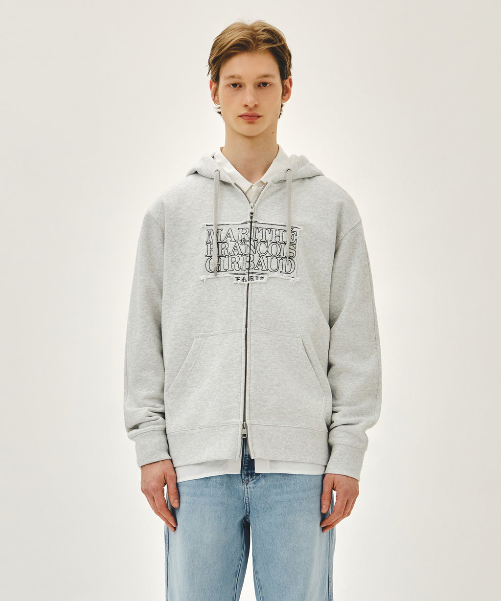 Marithe & Francois Girbaud - Classic Logo Applique Hoodie Zipup (Light Heather Gray) product image 1 | TRAB K-Fashion Australia