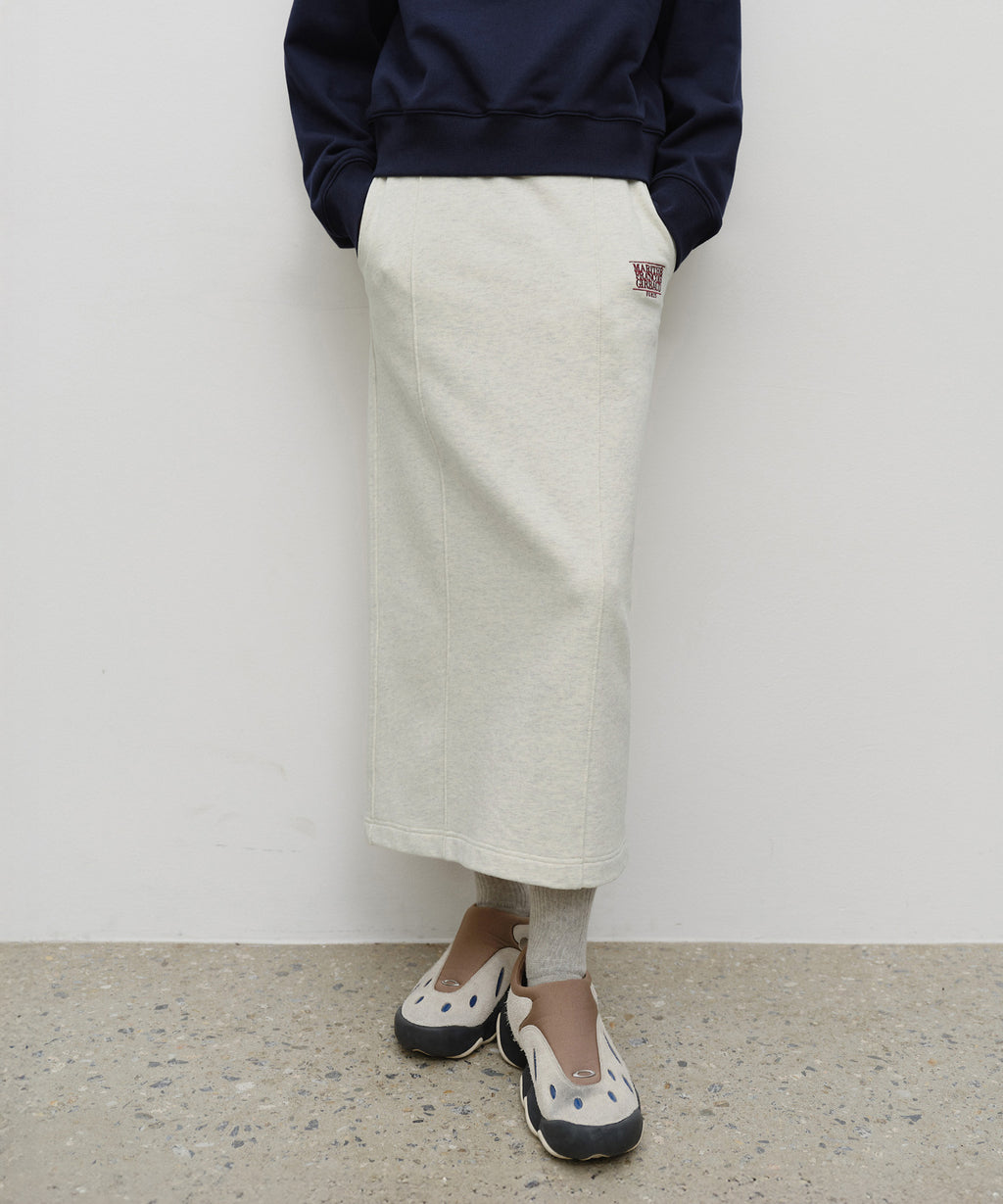 Marithe & Francois Girbaud - Embroidery Classic Logo Sweat Skirt (Oatmeal) product image 1 | TRAB K-Fashion Australia
