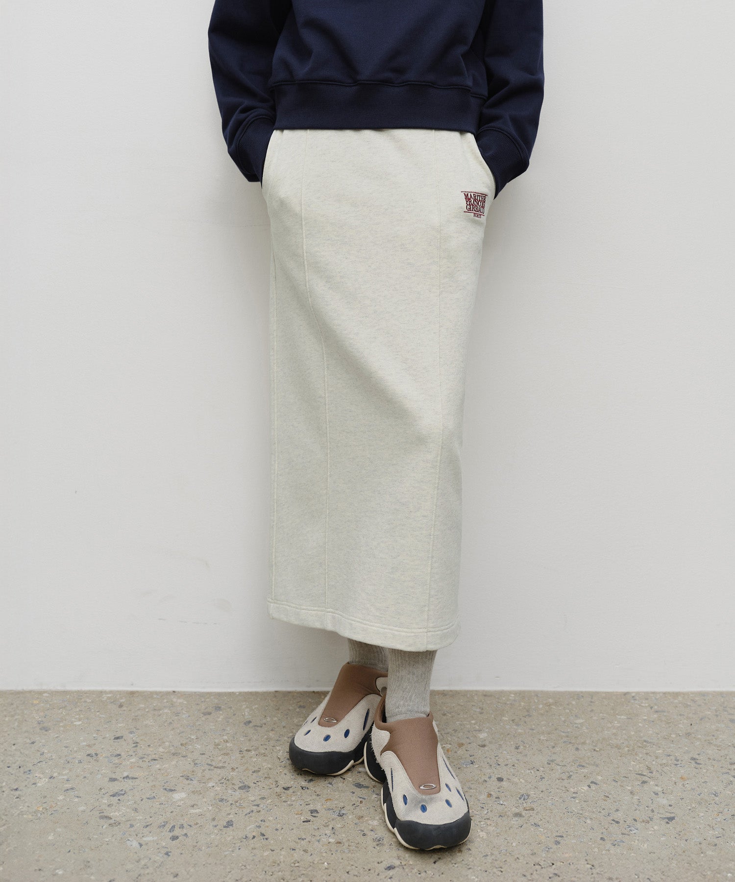 Marithe & Francois Girbaud - Embroidery Classic Logo Sweat Skirt (Oatmeal) product image 1 | TRAB K-Fashion Australia