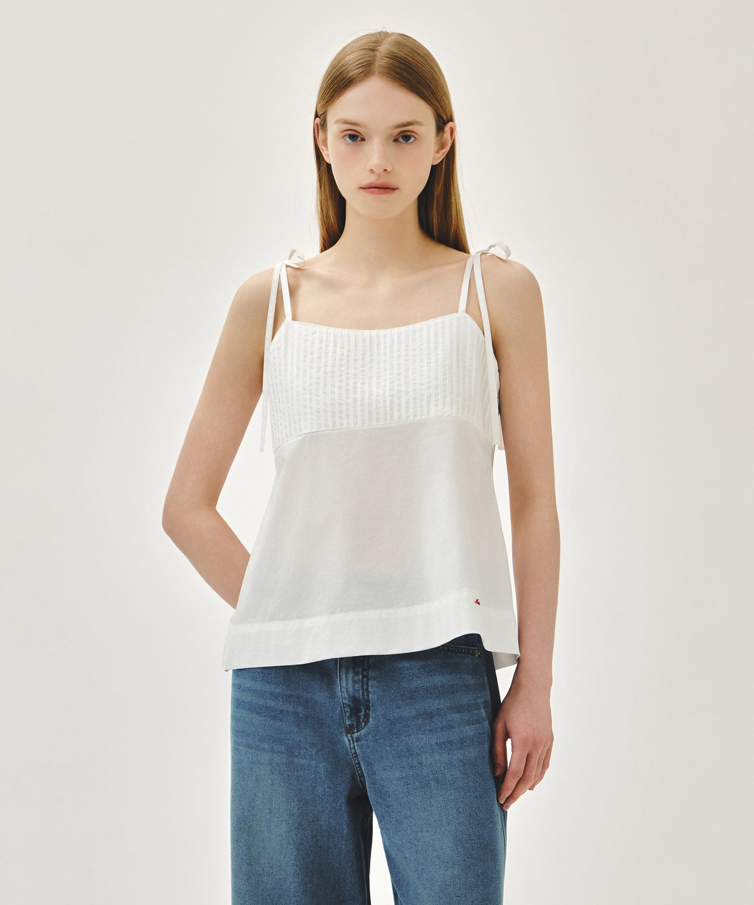 Marithe & Francois Girbaud - Pintuck Camisole Blouse (White) product image 1 | TRAB K-Fashion Australia
