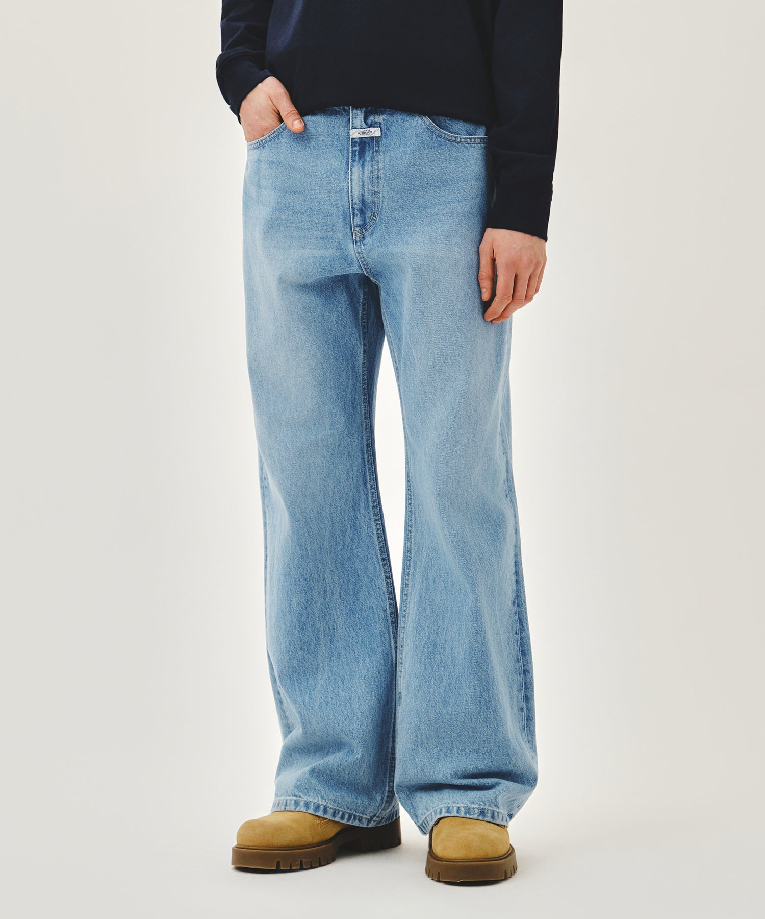 Marithe & Francois Girbaud - Relaxed Fit Boots-cut Denim Pants (Light Blue) product image 1 | TRAB K-Fashion Australia