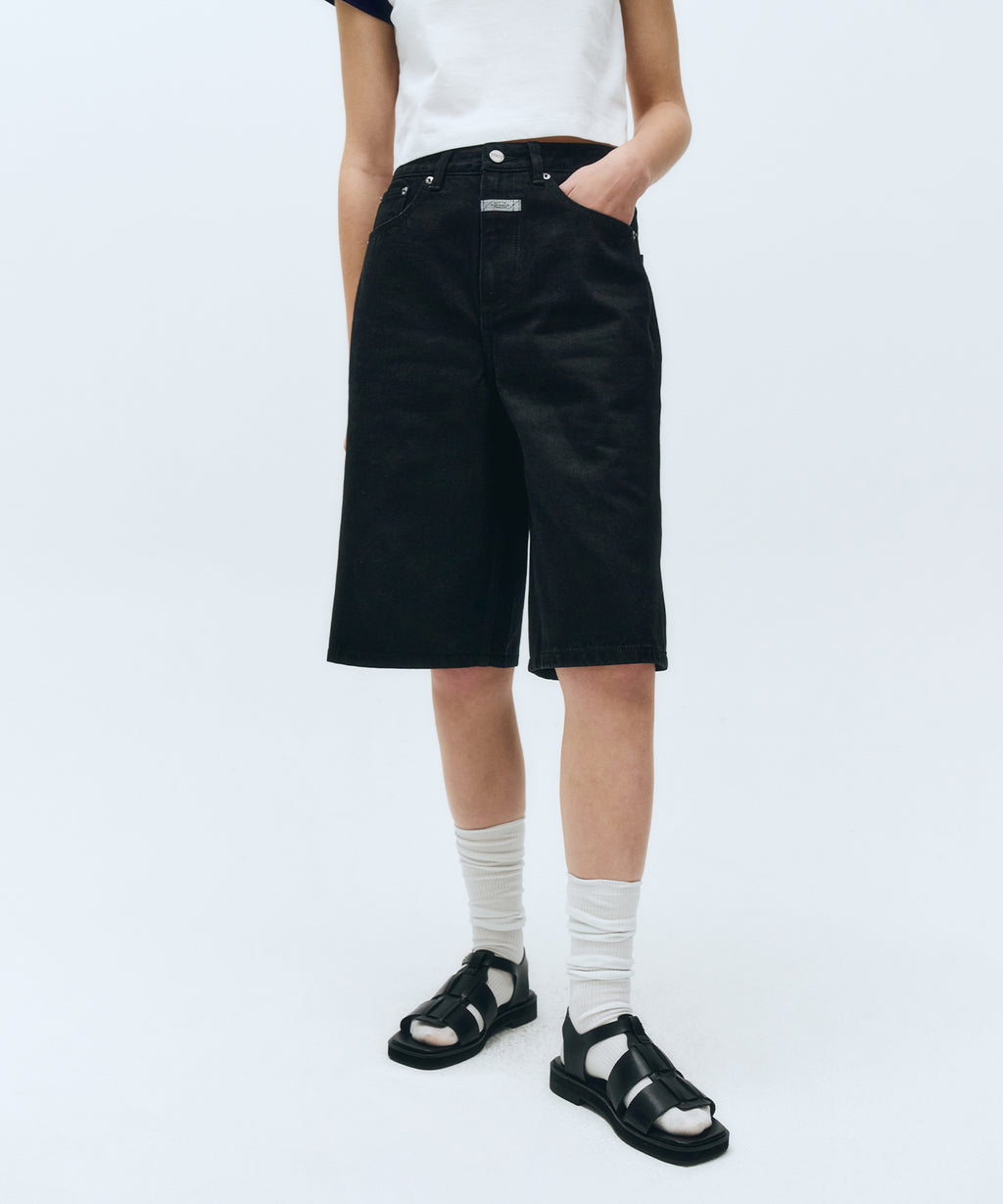 Marithe & Francois Girbaud - Long Bermuda Denim Pants (Black) product image 1 | TRAB K-Fashion Australia