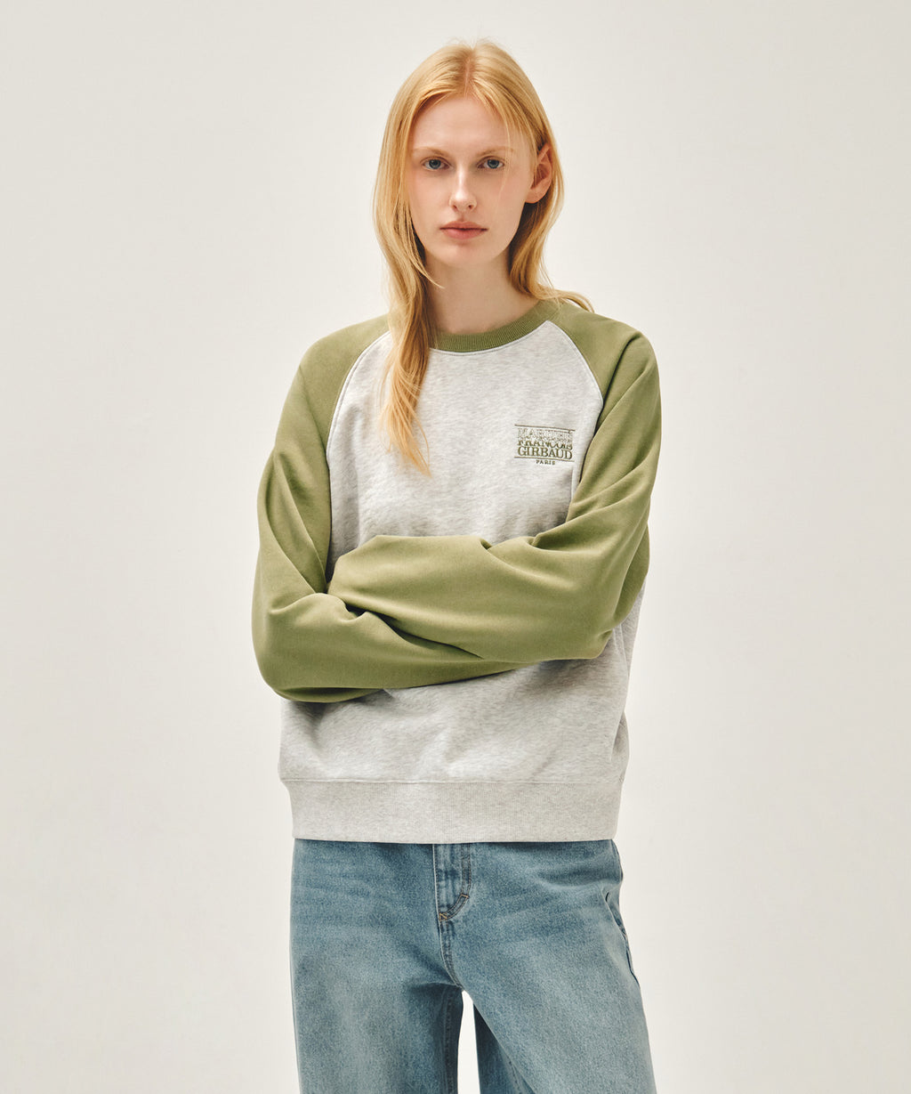 Marithe & Francois Girbaud - Small Classic Logo Color Block Sweatshirt (Khaki) product image 1 | TRAB K-Fashion Australia