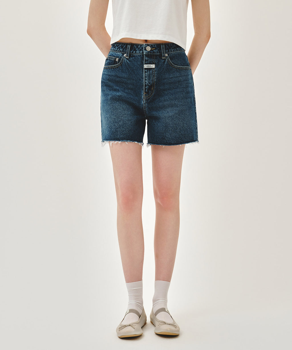 Marithe & Francois Girbaud - Raw Edge Washed Denim Shorts (Blue) product image 1 | TRAB K-Fashion Australia
