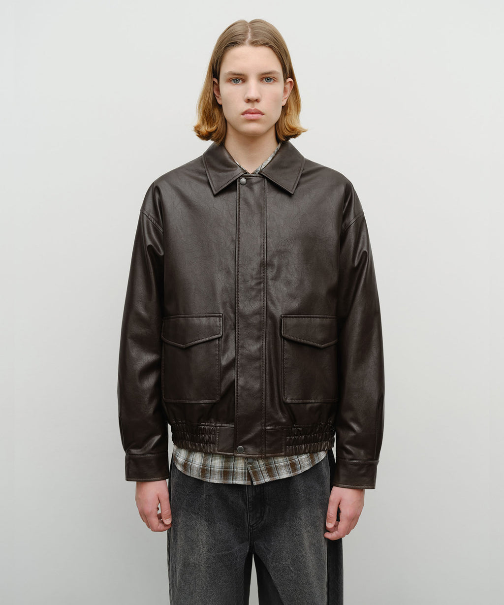 Marithe & Francois Girbaud - Faux Leather Padded Jacket (Brown) product image 4 | TRAB K-Fashion Australia