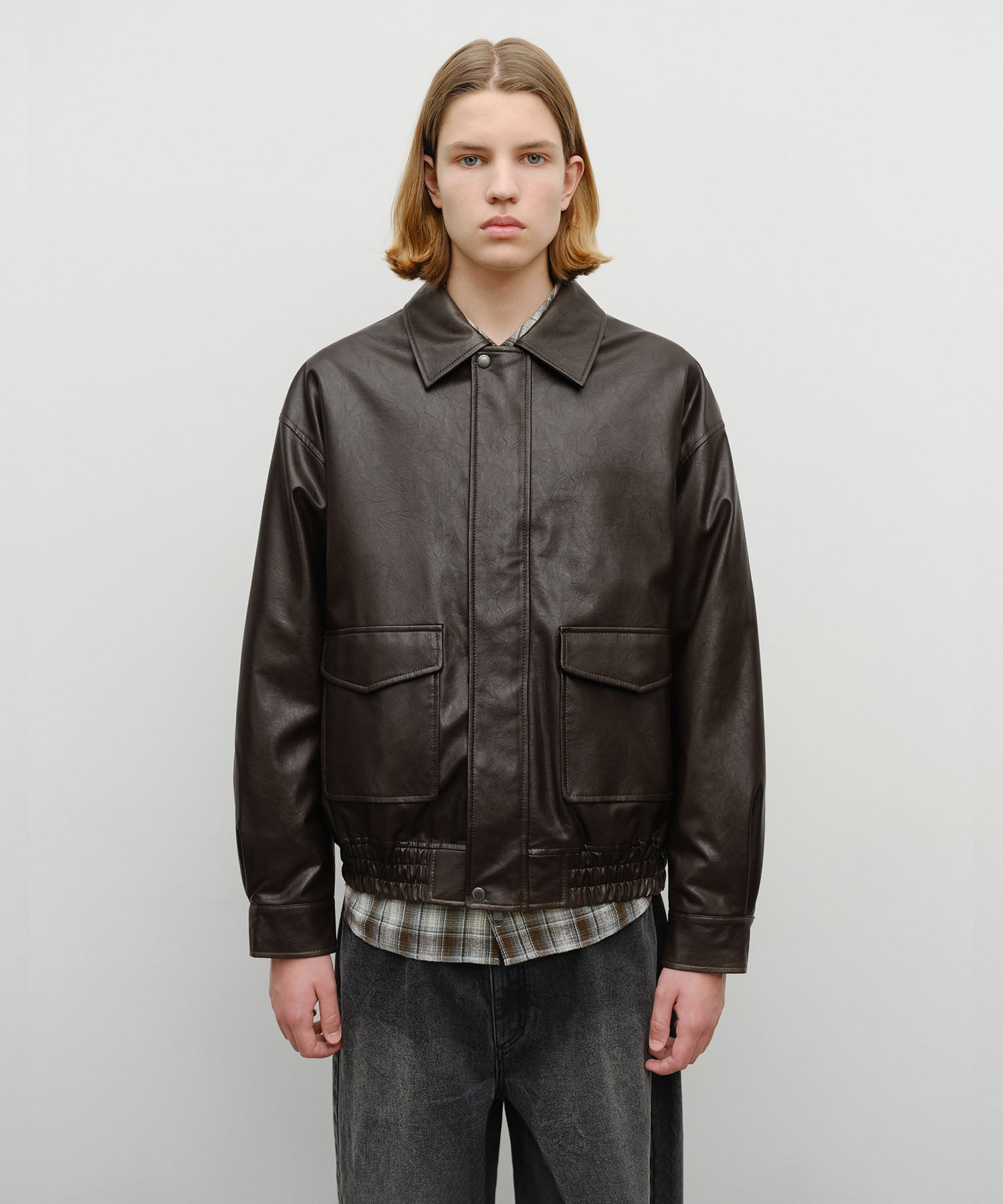 Marithe & Francois Girbaud - Faux Leather Padded Jacket (Brown) product image 4 | TRAB K-Fashion Australia